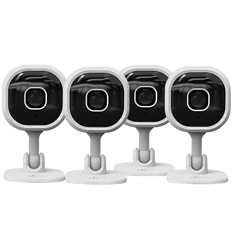 EDENN 2-Way Security Camera System with Audio, 4 Pack Indoor/Outdoor Wireless Surveillance for Home & Business Security - Monitor Pets, Kids, and Property Day & Night