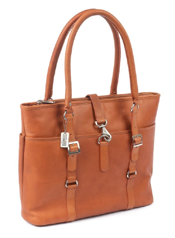 Claire Chase Women's Leather Tote Bag with Laptop Sleeve - Stylish Work Bag for Office, Business Travel & Daily Commute