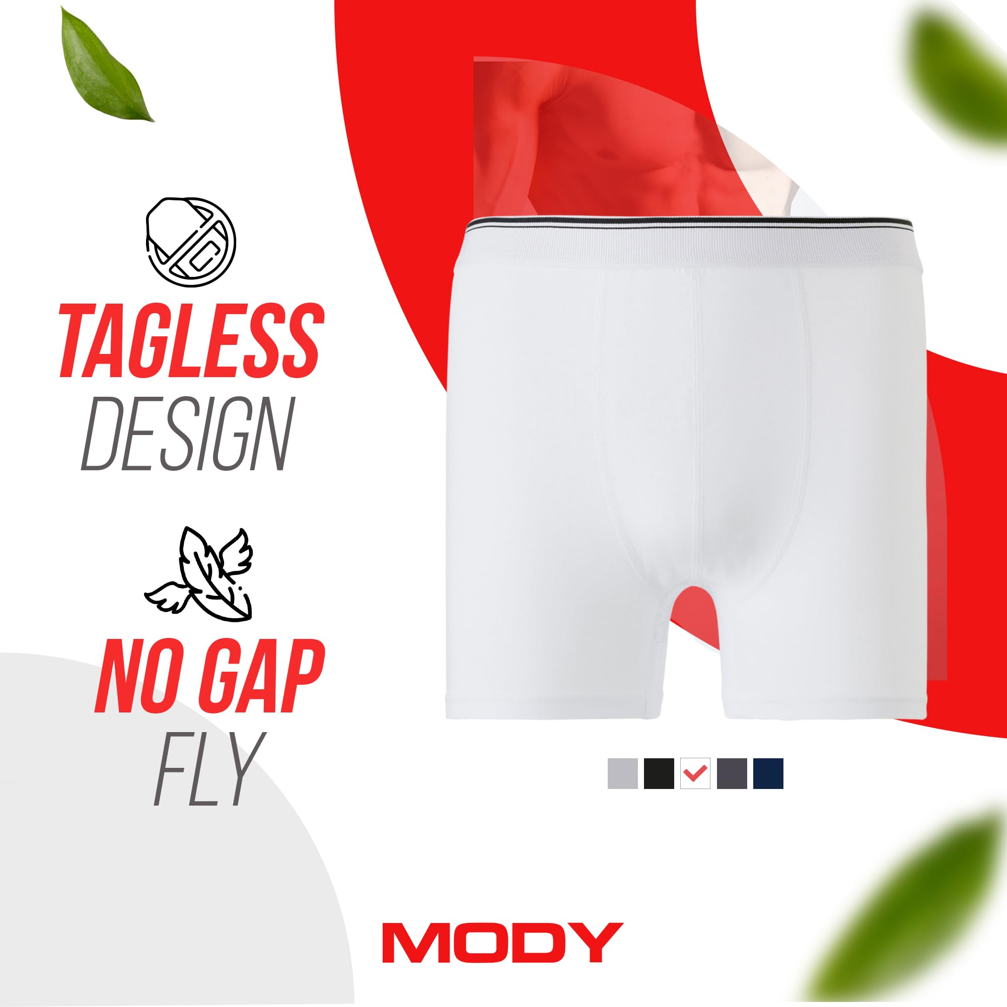 Mody Men's Cotton Boxer Briefs Underwear 4-Pack - Ultra Soft Breathable Mens Underwear for Everyday Comfort - Perfect for Work, Gym & Sleep