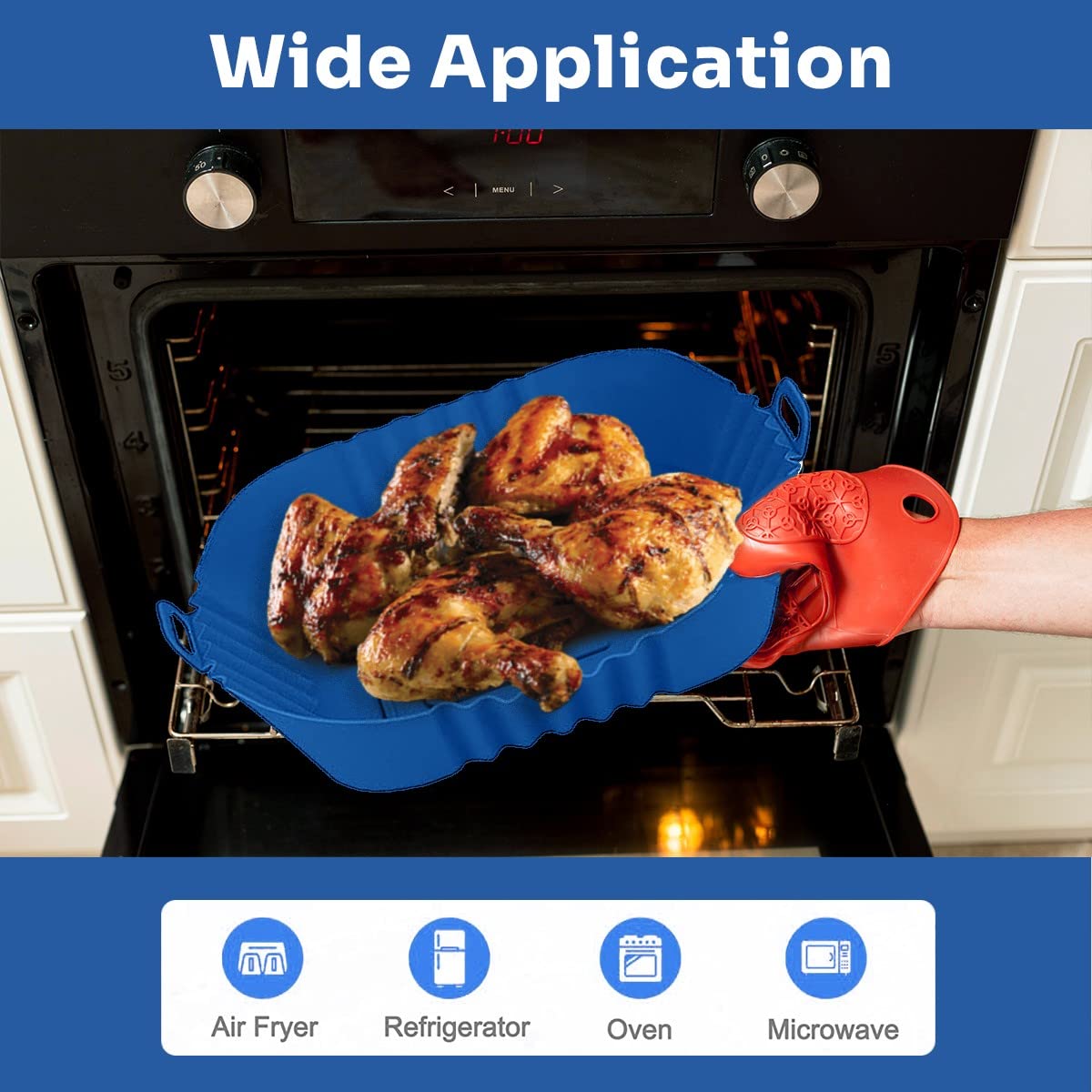 2 Pack Reusable Silicone Air Fryer Liners - 7.8 Inch Non-Stick Baking Mats for Air Fryers, Ovens & Microwaves - Eco-Friendly Replacement for Parchment Paper - Perfect for Cooking, Roasting & Baking Healthy Meals