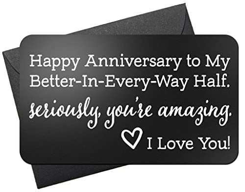 Engraved Aluminum Love Note Wallet Card - Romantic Anniversary Gifts for Men & Women | Thoughtful Husband/Boyfriend Gift from Wife | Meaningful Unisex Wallet Insert for Couples | Perfect for Valentine's Day, Anniversaries & Special Occasions