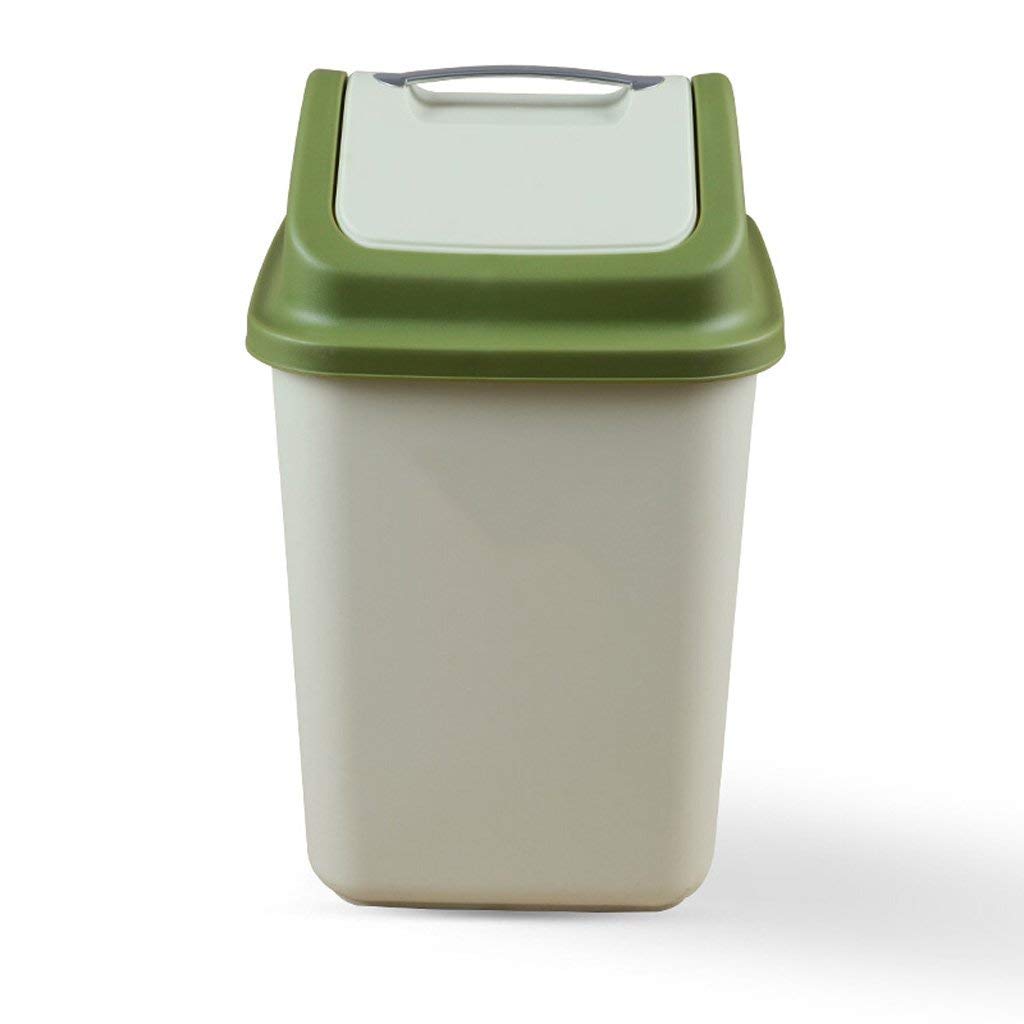 Plastic Shake-Cover Trash Can with Lid - 13 Gallon Indoor Waste Bin for Kitchen, Living Room, Office & Bathroom - Odor-Proof Recycling Garbage Bin for Home & Commercial Use