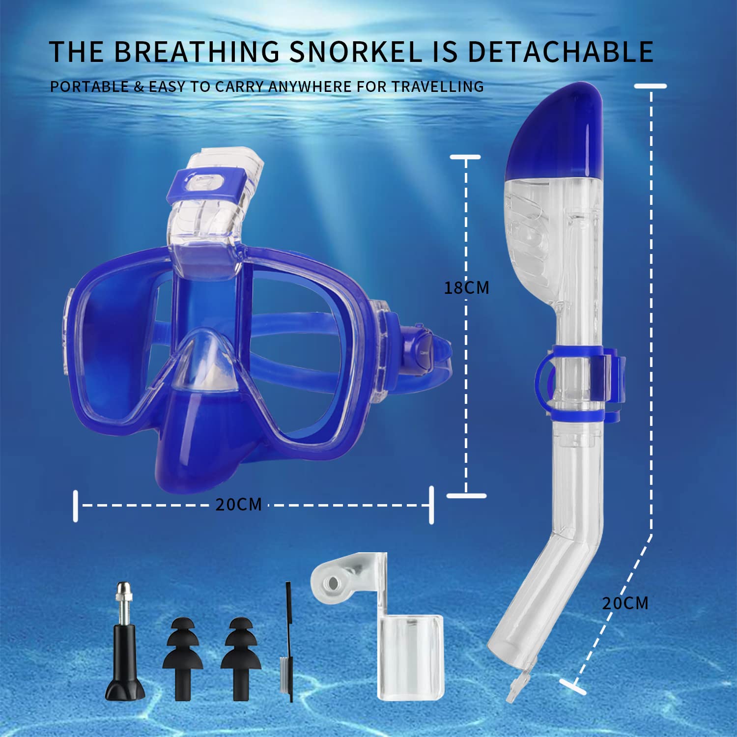 Premium Anti-Fog & Leak-Proof Snorkel Mask with 180° Wide View & Camera Mount - Perfect for Scuba Diving, Snorkeling & Underwater Photography