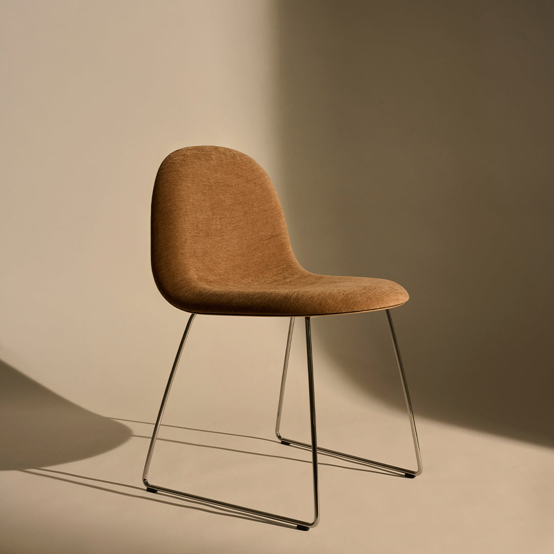 Gubi 3D Dining Chair with Sledge Base & Front Upholstery - Modern Comfort for Home, Restaurant & Office Dining Spaces