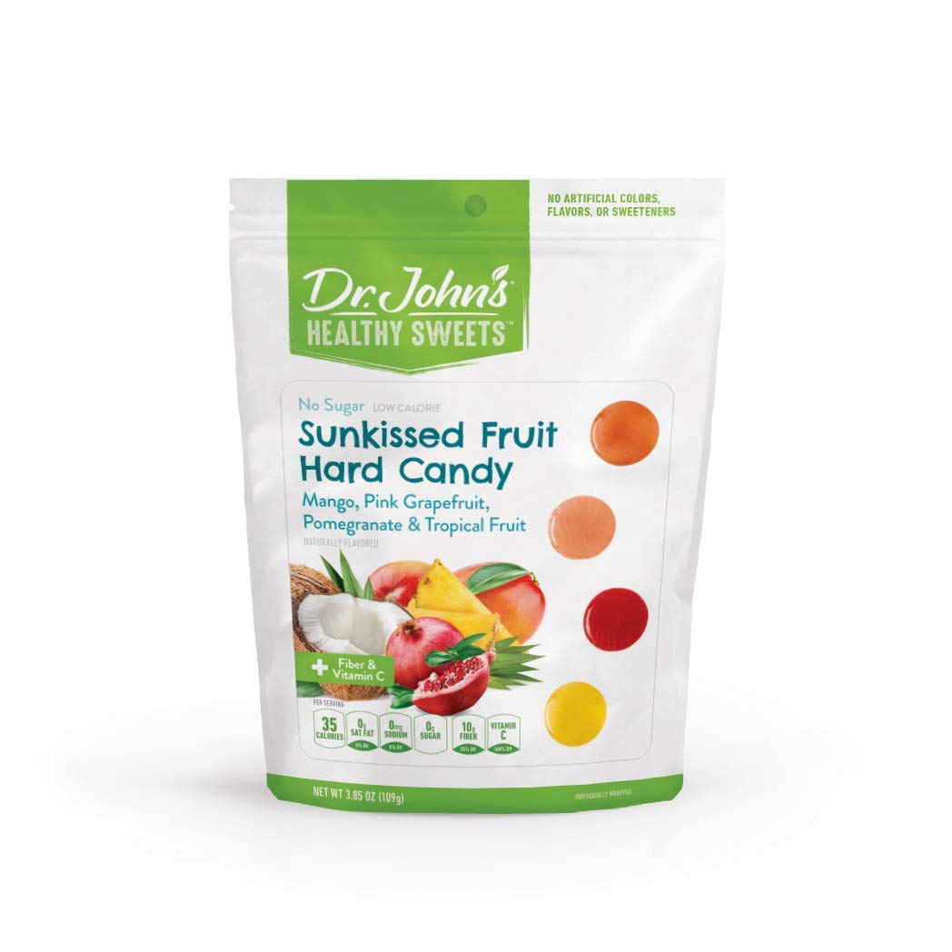 Dr. John’s Sugar Free Hard Candy - Zero Sugar, Low Calorie, Keto & Vegan Friendly, Gluten Free, Sunkissed Fruit Flavor (24 Count, 3.85 OZ) - Perfect for Diabetics, Weight Management & Healthy Snacking at Work or Home