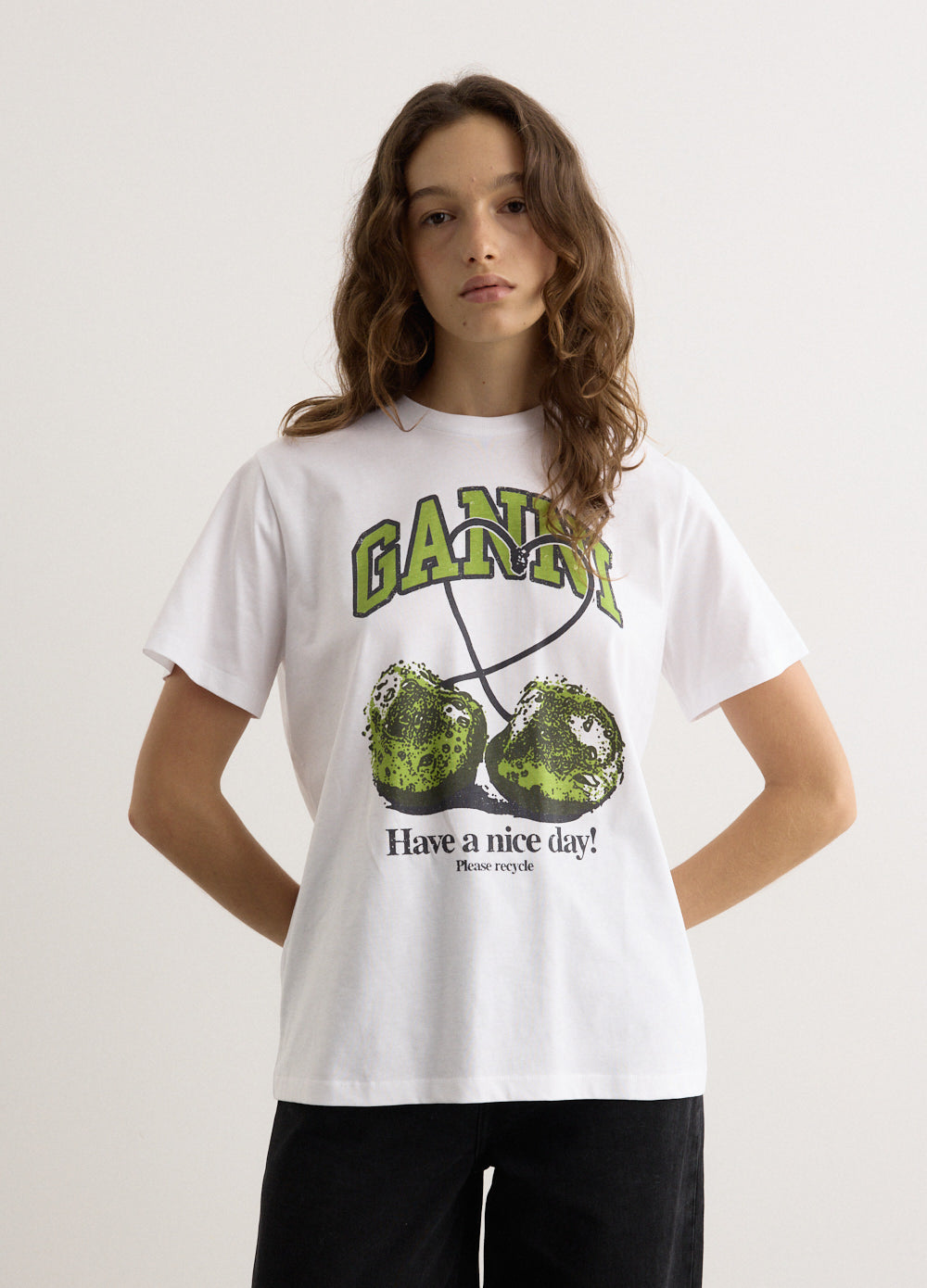 Comfortable Basic Jersey Cherry Relaxed T-Shirt for Women - Casual Wear, Lounge & Everyday Outfits
