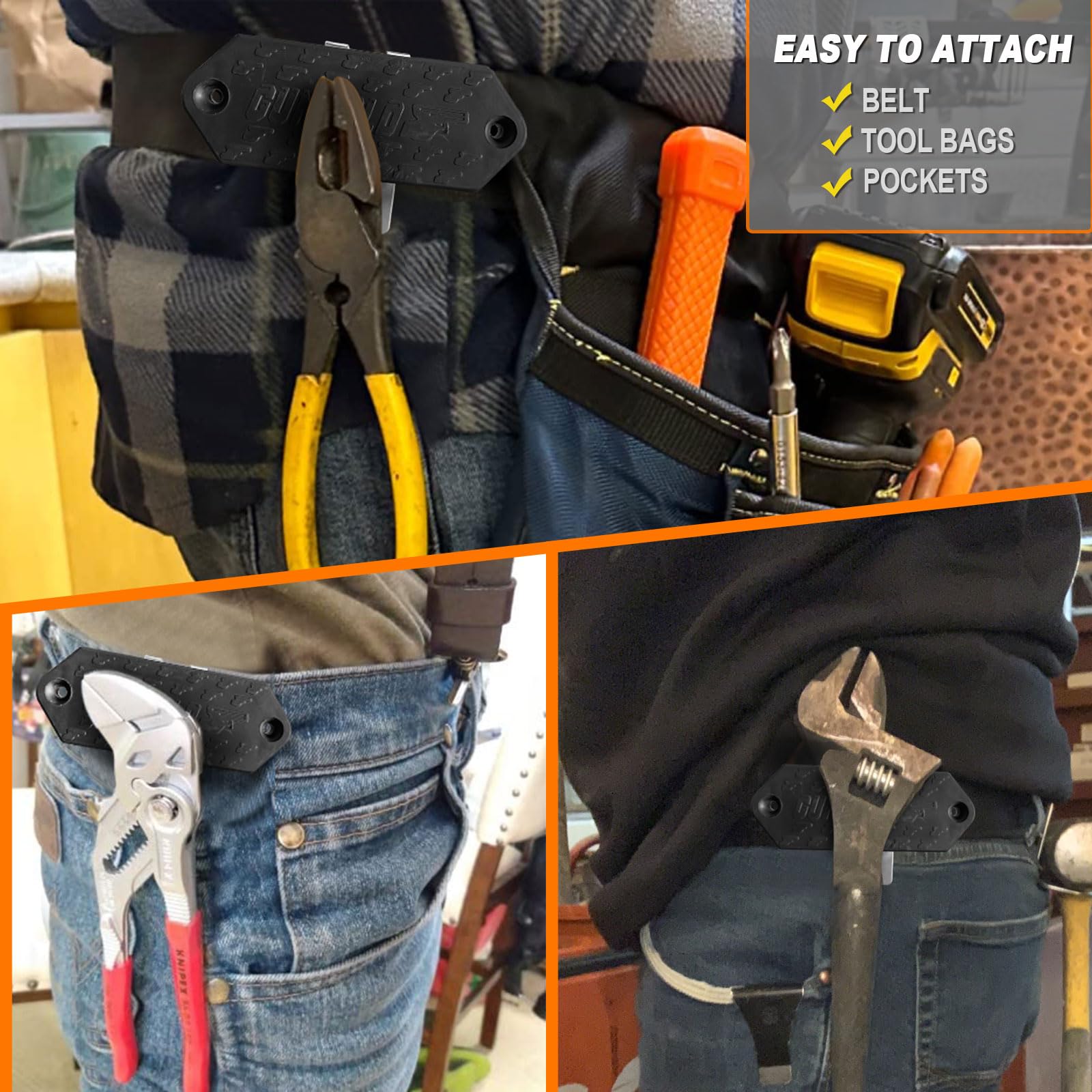 **Heavy Duty Magnetic Belt Tool Holder - Strong Magnetic Clip for Screws, Hammer, Pliers, Drill Bits & Wrenches - Secure Storage Organizer for DIY, Construction & Auto Repair**