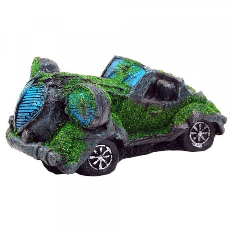 Bioscape Moss Covered Sports Car with Bubbler - 24 x 14cm Miniature Terrarium Decor for Home Office Desk, Zen Garden & Aquarium Landscape