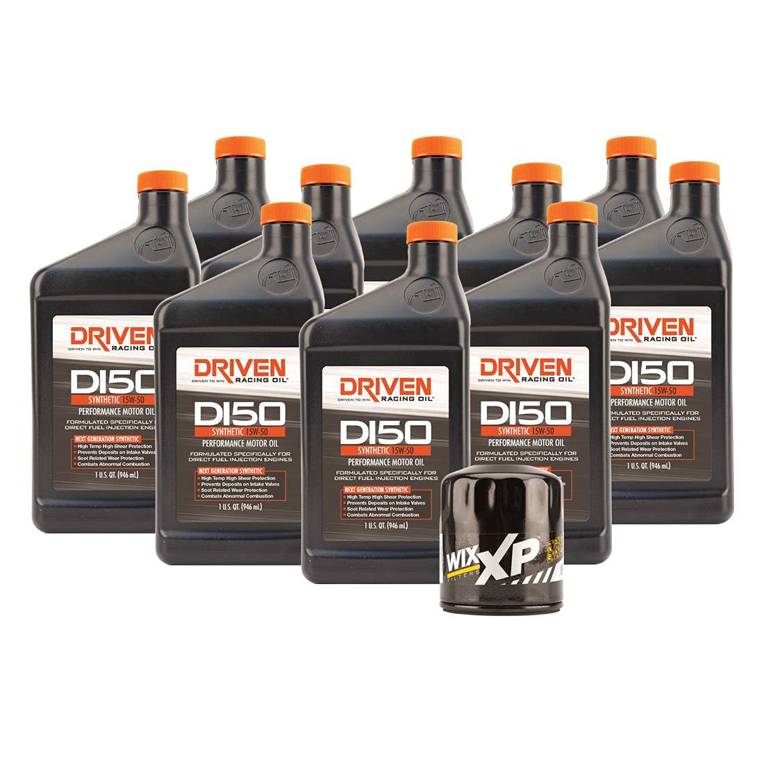 Driven Racing Oil DI50 Direct Injection 15W-50 Synthetic Motor Oil Change Kit - 10 Quarts Oil + Wix WL10290XP Oil Filter for GM GEN V LT1/LT4 Engines - Perfect for High-Performance Street & Track Vehicles