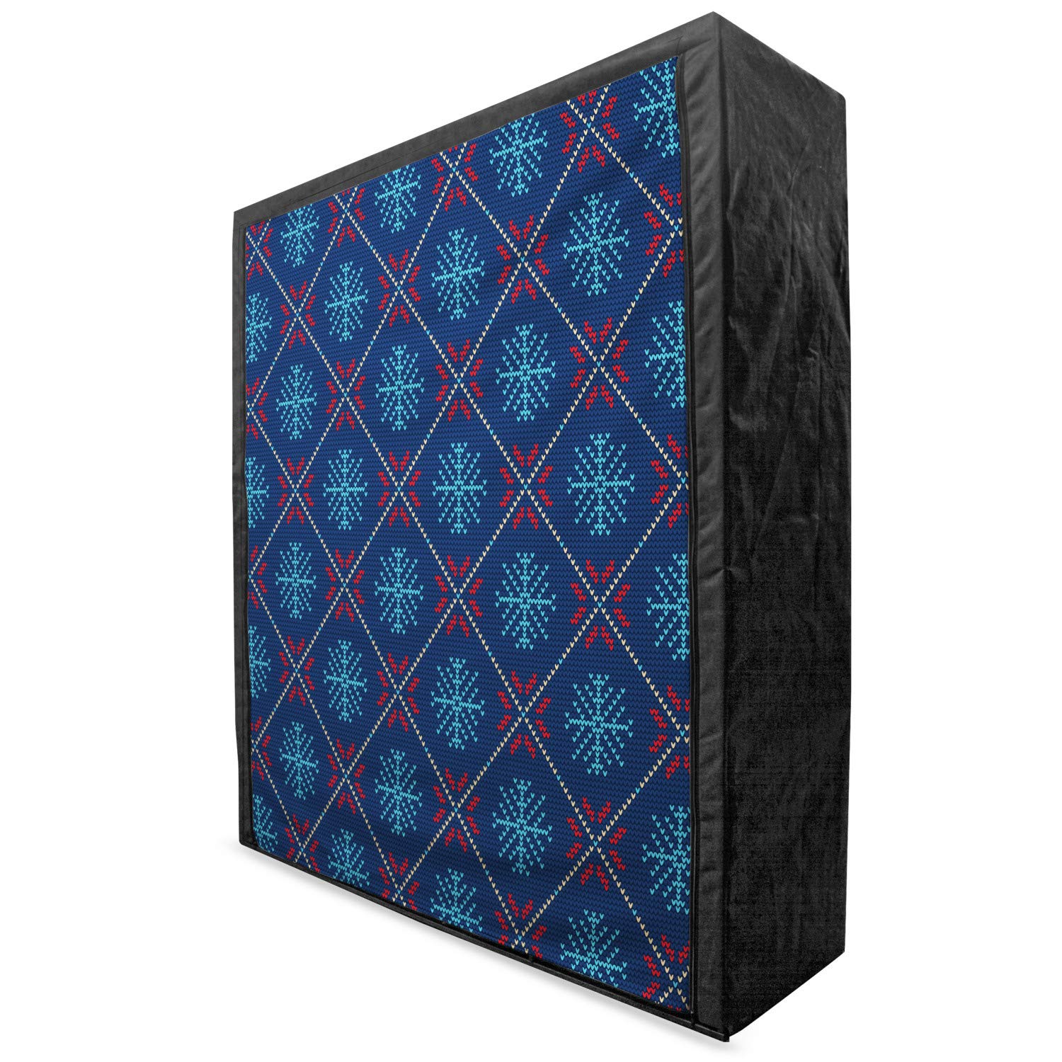 Ambesonne Nordic Portable Fabric Wardrobe with Checkered Pattern & Vintage Snowflake Motifs - Norwegian Traditional Christmas Clothing Organizer - 59