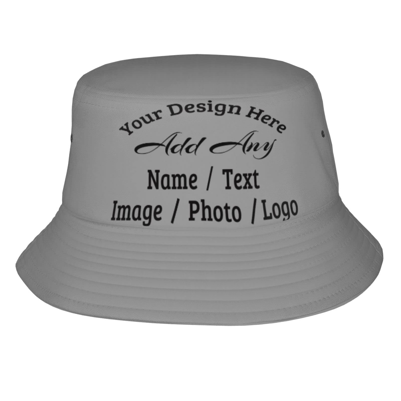 Custom Bucket Hats for Women & Men - Personalized Sun Hat with Text/Photo Printing - Light Gray One Size Fashion Beach Hat - Perfect for Fishing, Outdoor Activities & Summer Vacations