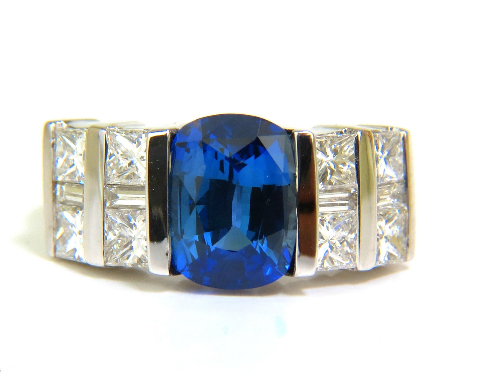 5.87CT GIA Certified Natural Bright Blue Sapphire & Diamond Engagement Ring for Women - Perfect for Weddings, Anniversaries & Special Occasions