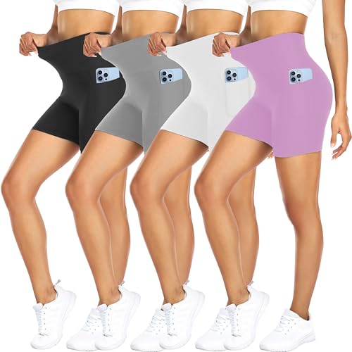 4 Pack Black/ Light Grey/ White/ Light Purple