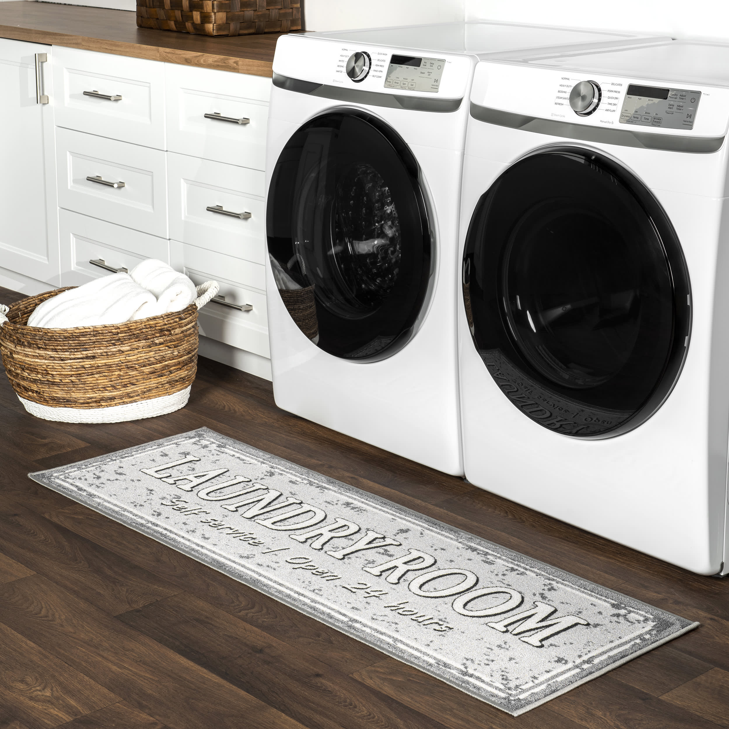 Washable Laundry Mat Service Sign - Light Grey | Durable & Reusable for Laundromats, Home & Commercial Use