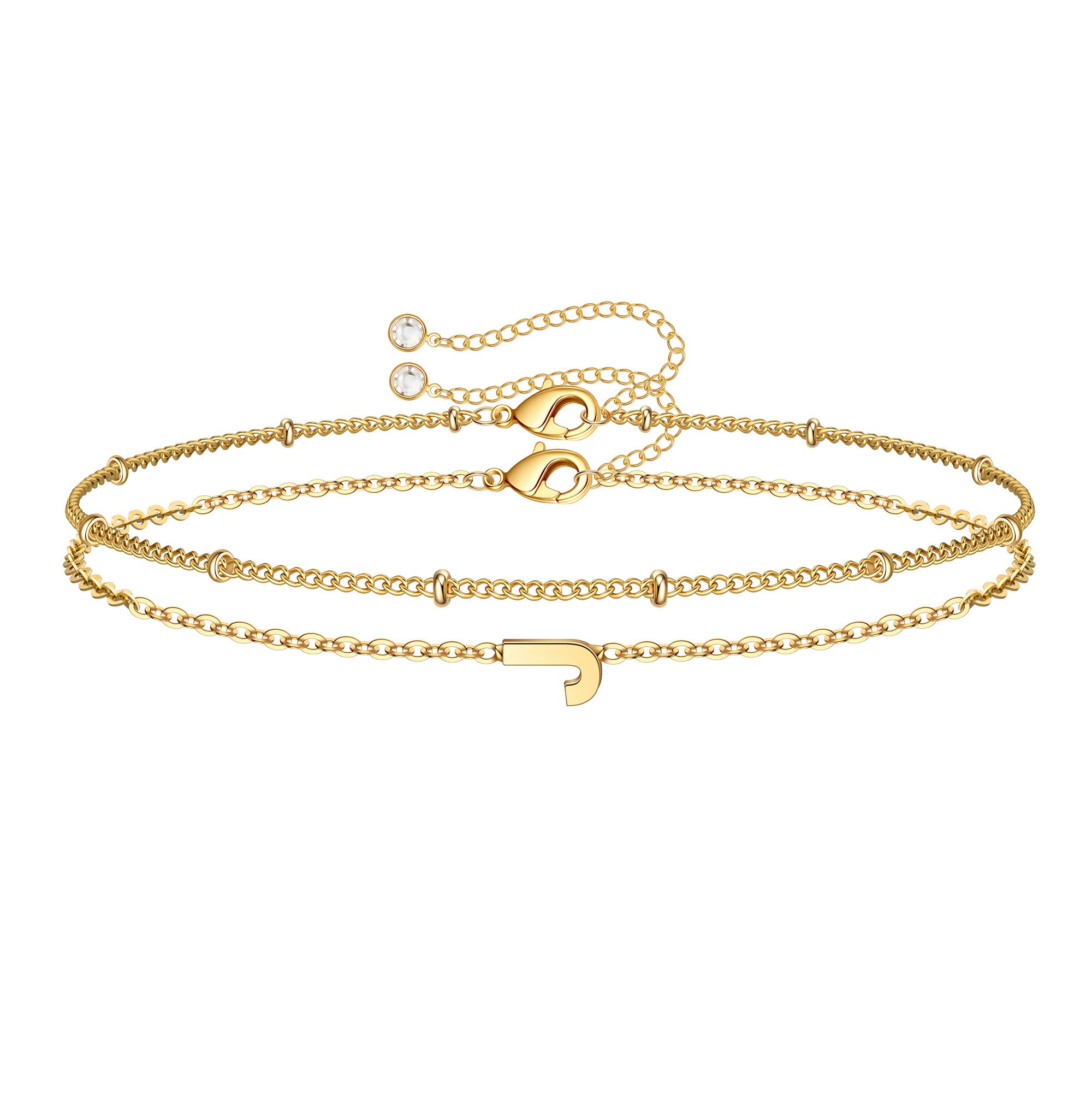 Personalized Initial Bracelets for Women - Layered Letter Charm Jewelry in Gold, Silver & Rose Gold | Dainty A-Z Initial Bracelet for Birthday Gifts | Perfect for Everyday Wear, Special Occasions & Personalized Gifting