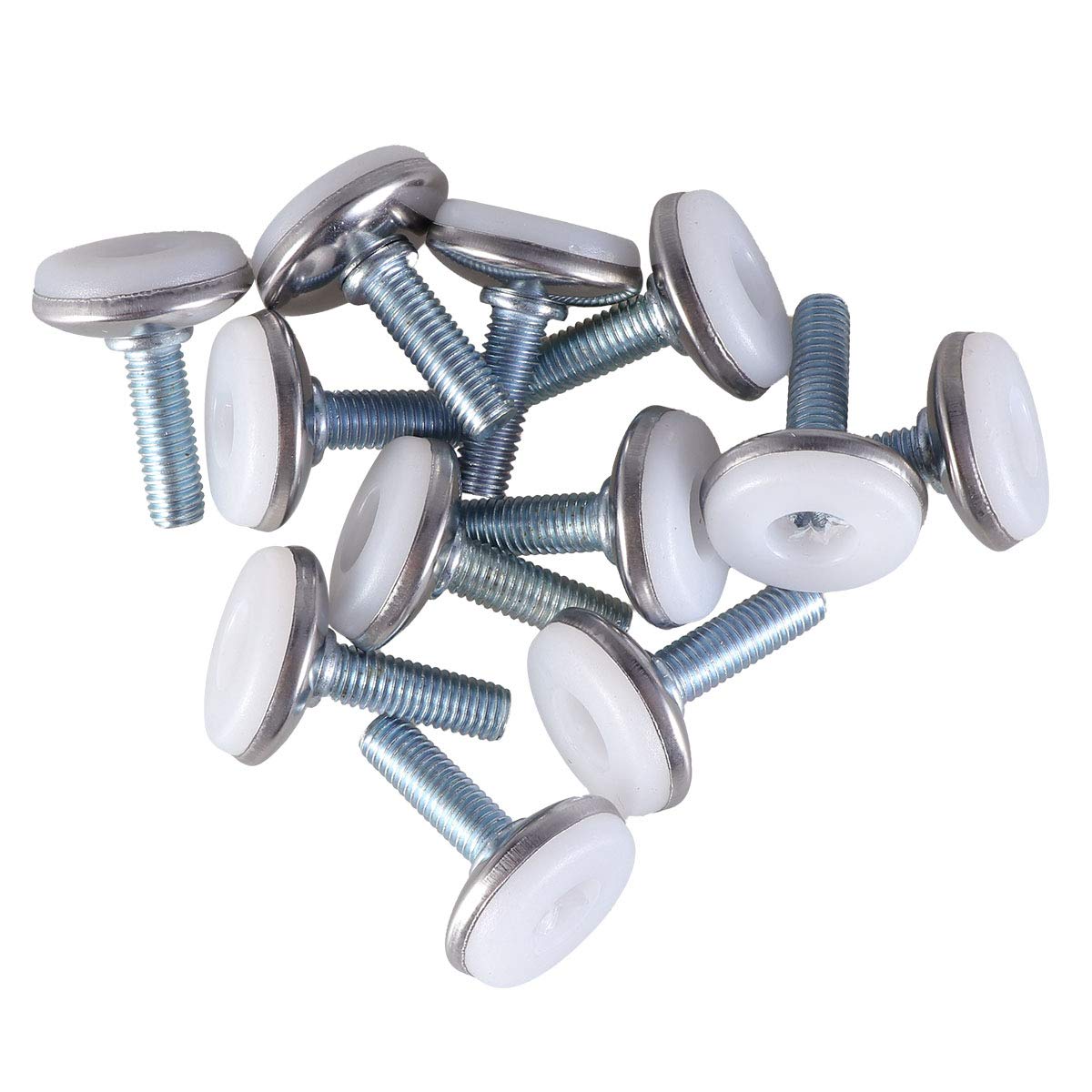 Yardwe 24PCS Heavy Duty Adjustable Furniture Leveling Feet - M8 x 25mm White Leg Levelers for Tables, Chairs & Cabinets - Protects Hardwood Floors from Scratches (Perfect for Uneven Floors & Moving Furniture)