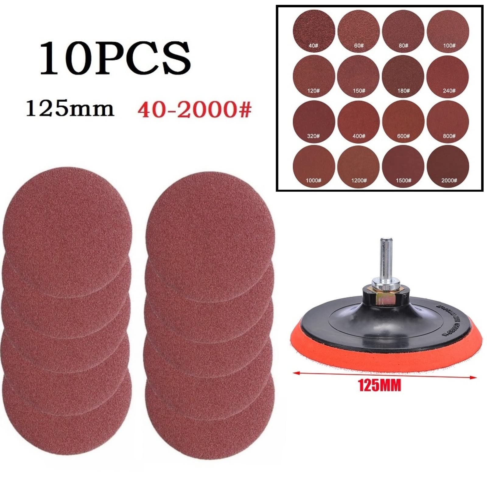 125mm Hook & Loop Backing Pad with Abrasive Sanding Discs - 80 Grit Angle Grinder Sandpaper for Rotary Sander Tool - Perfect for Woodworking, Metal Polishing & Surface Preparation