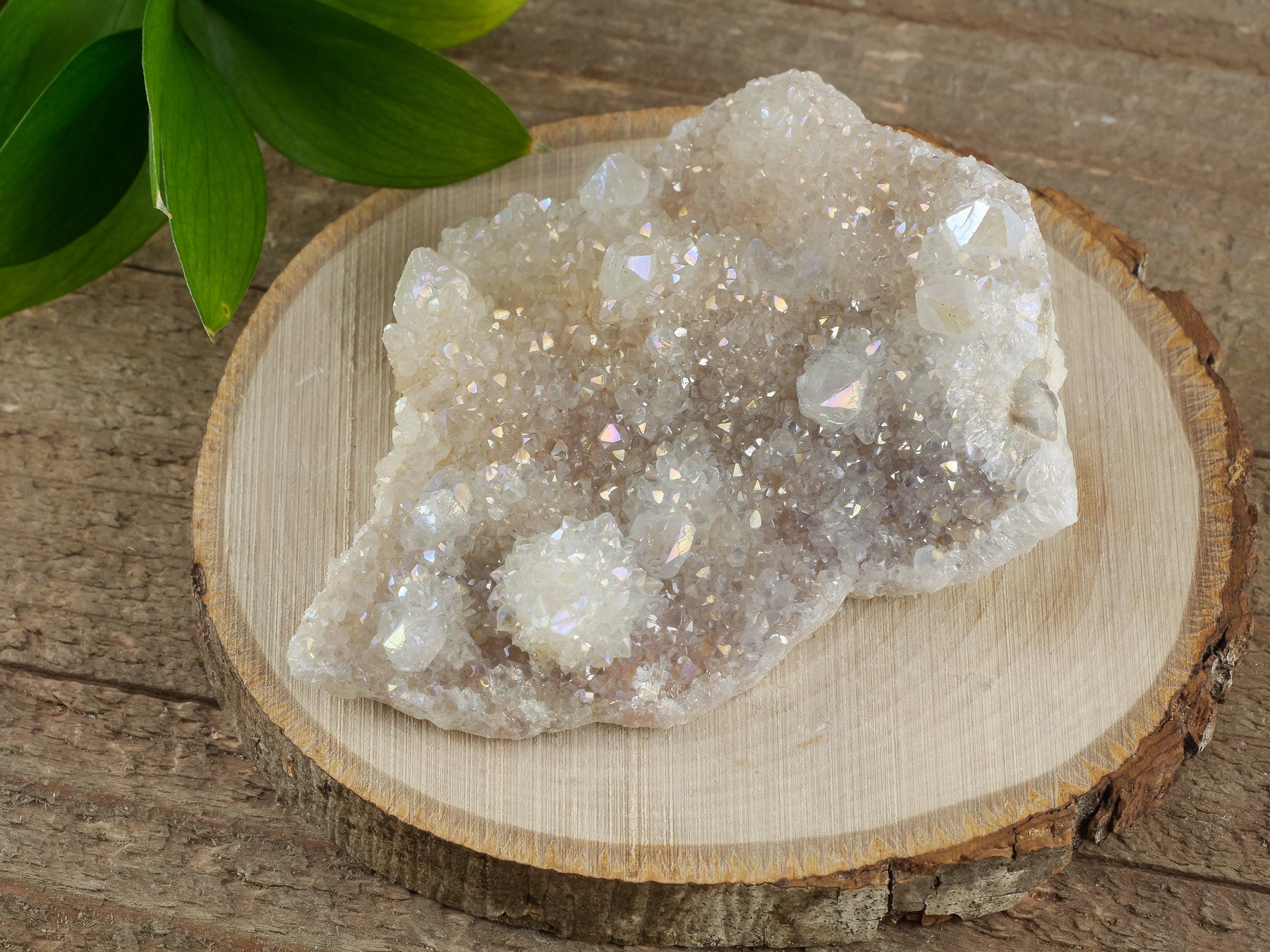 Rainbow Aura Quartz Crystal Cluster - Natural Spirit Quartz Healing Stone for Meditation, Reiki & Energy Work - Metaphysical Decor for Home, Office & Sacred Space (R0421)