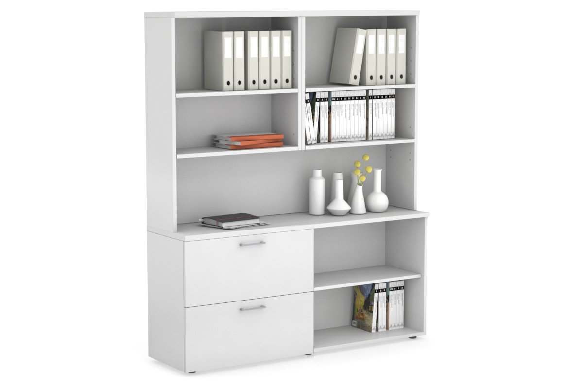 2-Drawer Small Filing Cabinet with Open Storage Hutch - Perfect for Office, Home, or Classroom Organization