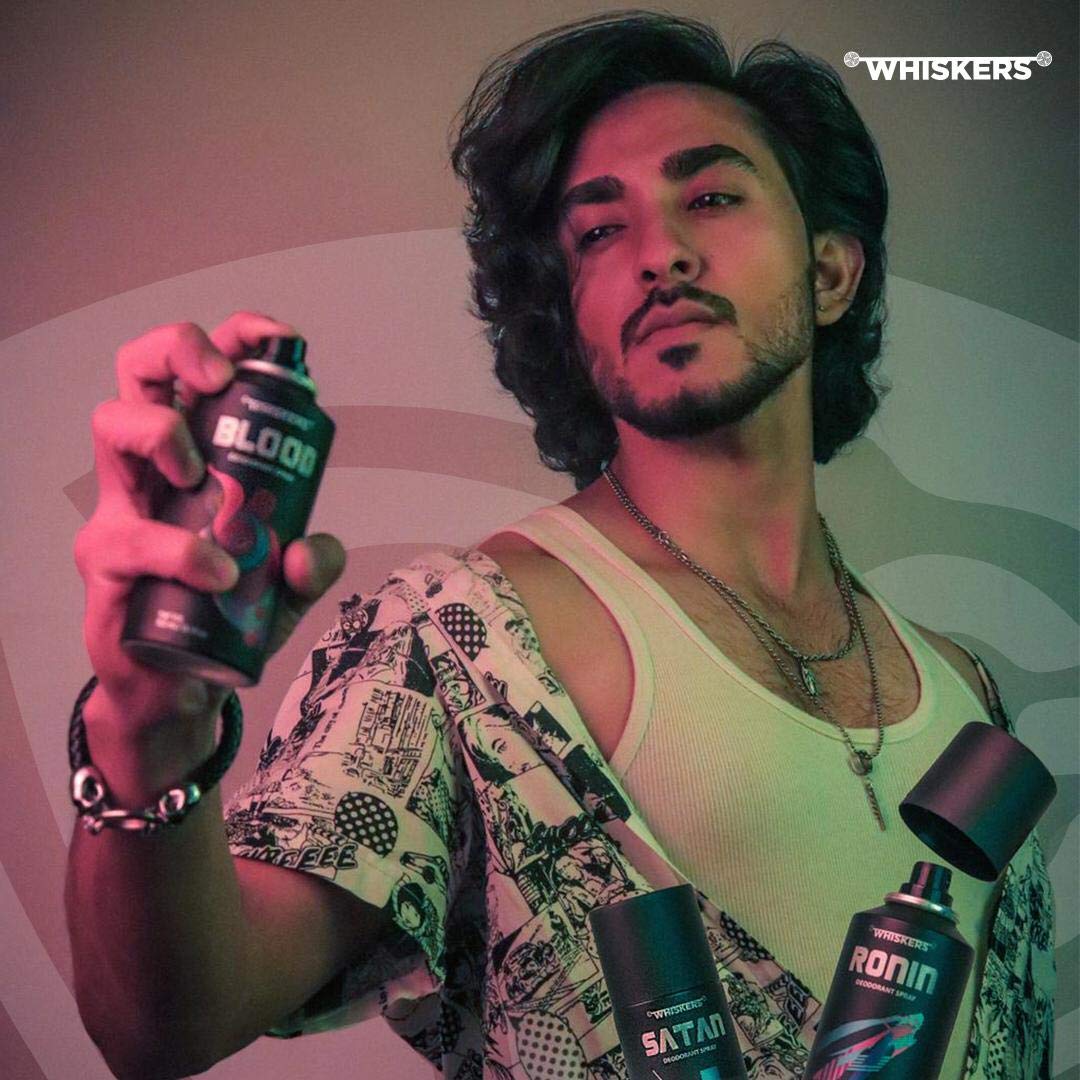 Whiskers Blood Body Deodorant Spray for Men & Women - Long Lasting Perfumed Deodorant with Black Currant, Jasmine & Musk Scent | 150ml | Fresh All Day | Gym, Office & Outdoor Activities