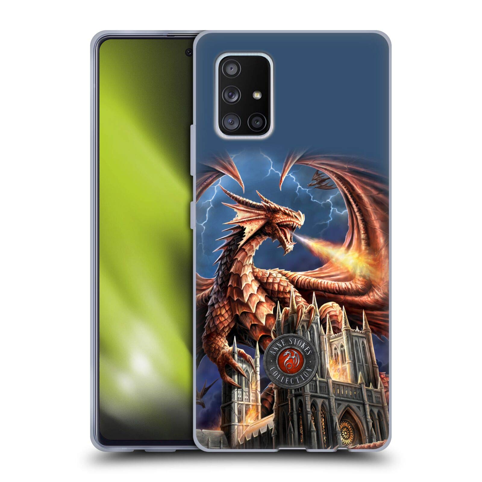 Anne Stokes Fury Dragons Soft Gel Case for Samsung Galaxy A51 5G (2020) - Officially Licensed by Head Case Designs - Durable Protection with Artistic Design for Daily Use & Gaming Enthusiasts