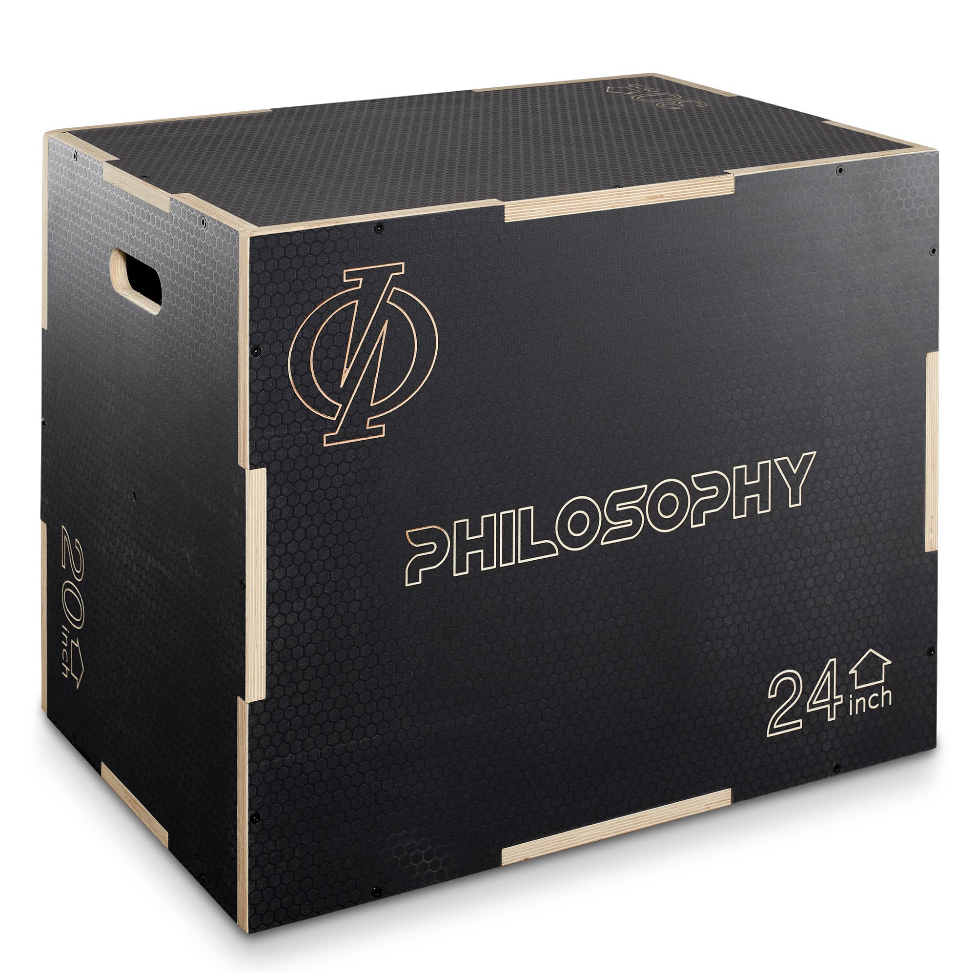 Philosophy Gym 3-in-1 Non-Slip Wood Plyometric Box - Sturdy Jump Box for CrossFit, HIIT & Home Workouts - Perfect for Plyo Training, Step Exercises & Gym Conditioning