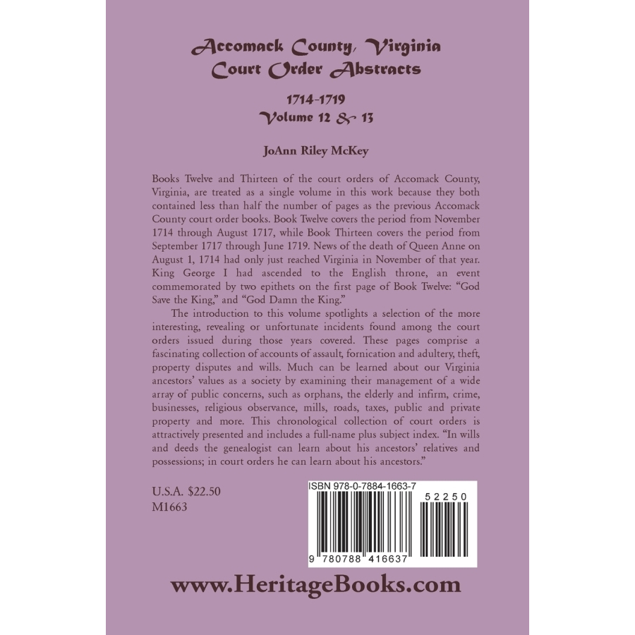 Virginia Court Records: Accomack County Court Order Abstracts, Volumes 12 & 13 (1714-1719) - Genealogy Research & Historical Document Collection for Ancestry Tracing & Legal History Studies