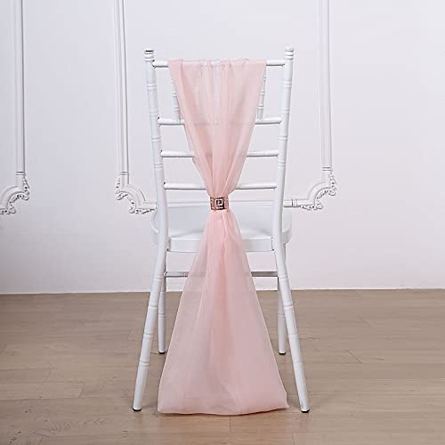 50 Blush Pink Extra Wide Premium Chiffon Chair Sashes - Wedding, Party, Bridal Shower Decorations for Banquet, Reception, Ceremony Decor Supplies