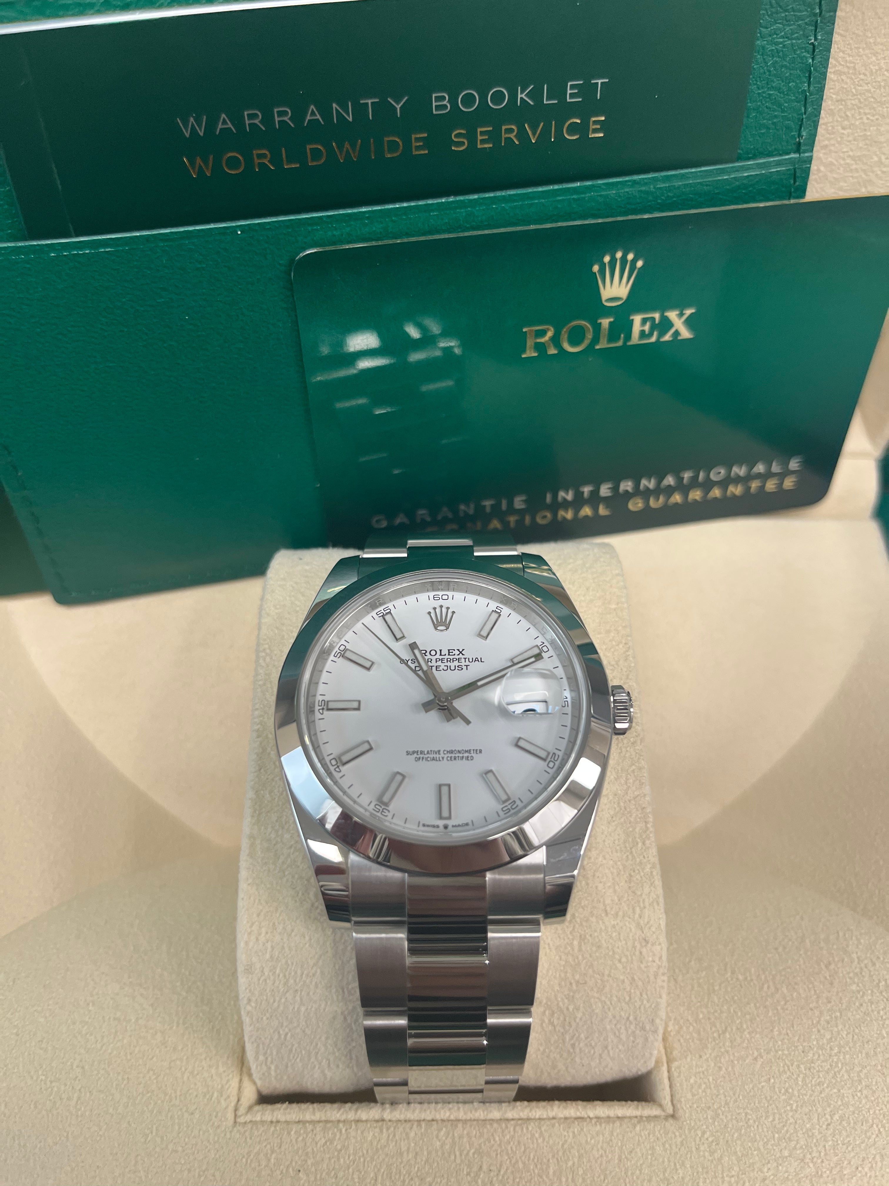 Rolex Datejust 41mm Stainless Steel Watch with Oyster Bracelet & White Index Dial - Ref 126300 - Perfect for Business, Luxury Events & Everyday Wear