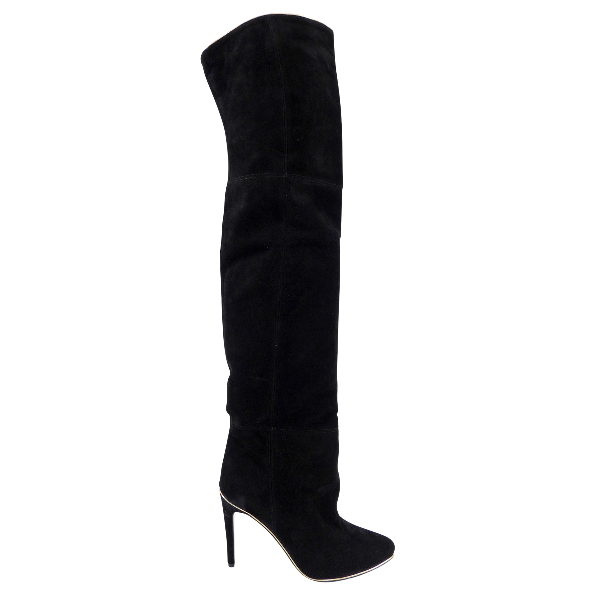 Balmain Black Suede Over The Knee Thigh High Boots Women's Size 10 (EU 40) - Stylish Winter Fashion for Party & Evening Wear