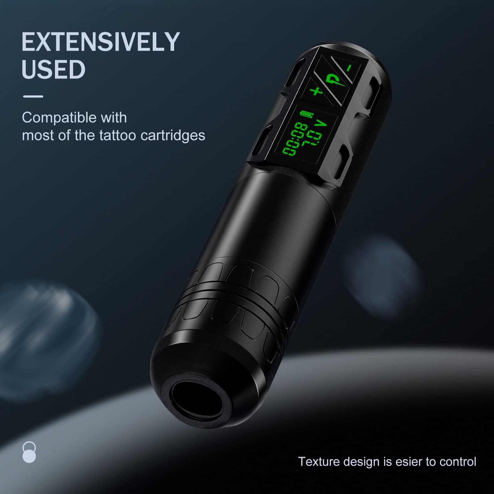 Professional Rotary Tattoo Pen Machine - EZ Wireless Tattoo Gun with 1800mAh Battery, Needle Cartridges & Power Supply | Portable Tattoo Equipment for Artists & Beginners | Perfect for Studio & Home Tattooing (Portex 2S Black)
