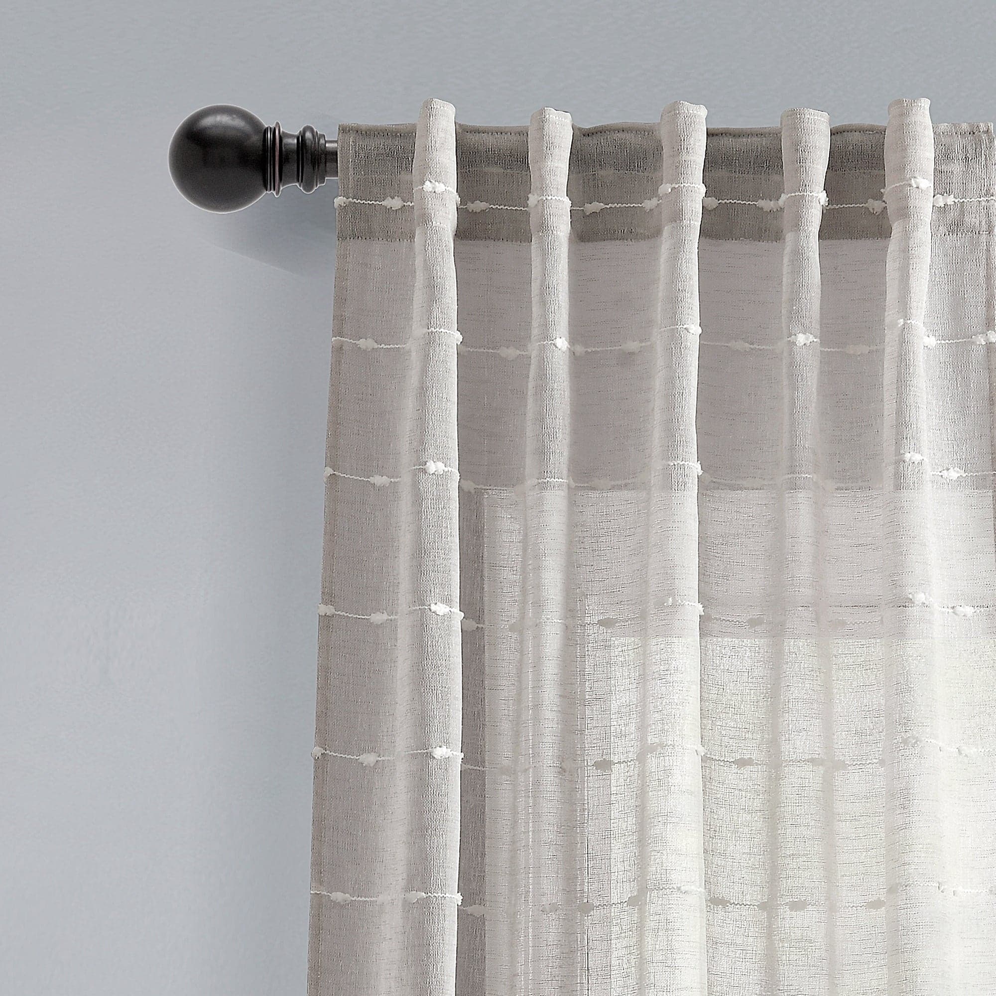 Farmhouse Style Textured Grommet Sheer Window Curtain Panels - Light Filtering Semi-Transparent Drapes for Living Room, Bedroom & Kitchen - Set of 2 Panels (84 Inches Long)
