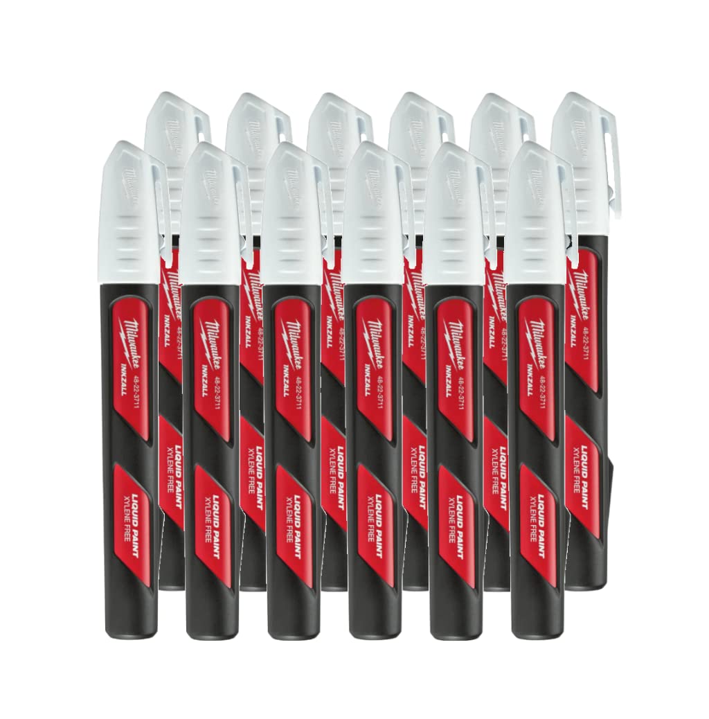 Milwaukee Electric Tools Bulk White Paint Markers - Durable & High-Visibility Marking for Construction, DIY & Industrial Use