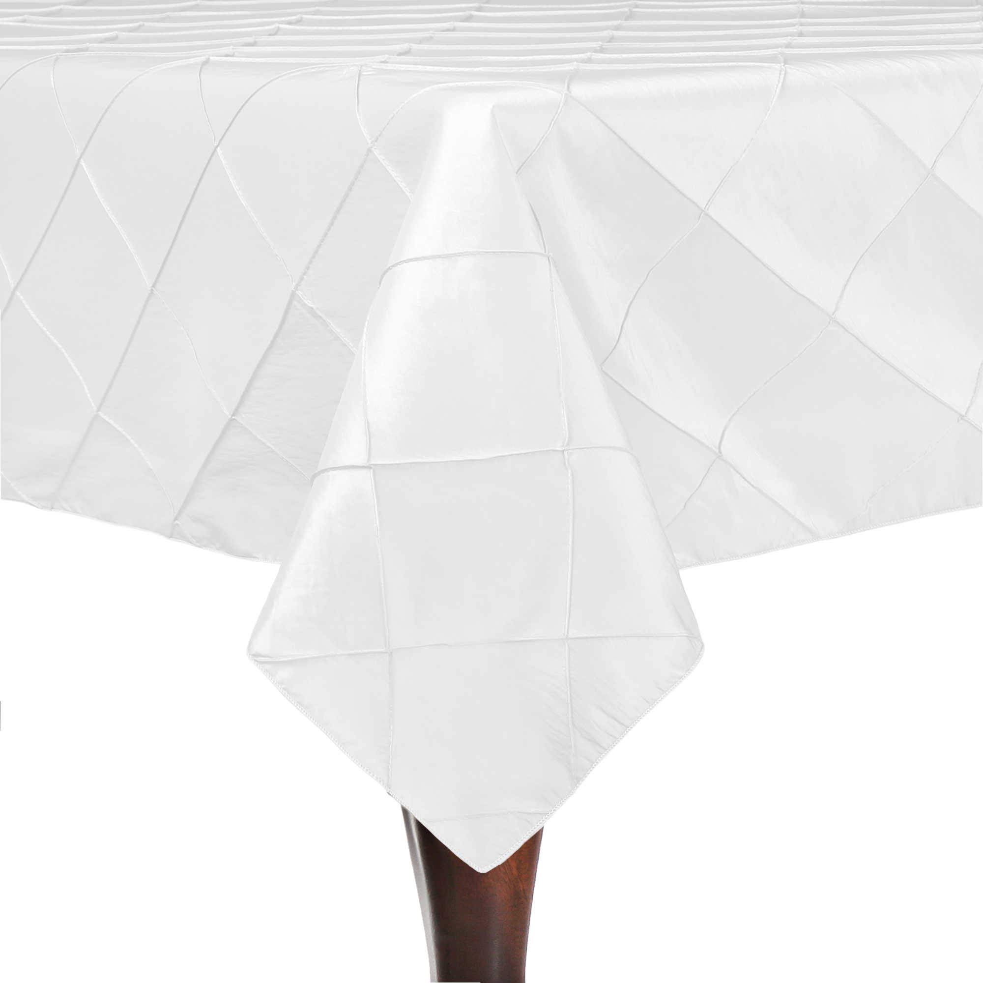 White Embroidered Taffeta Tablecloth 60x102