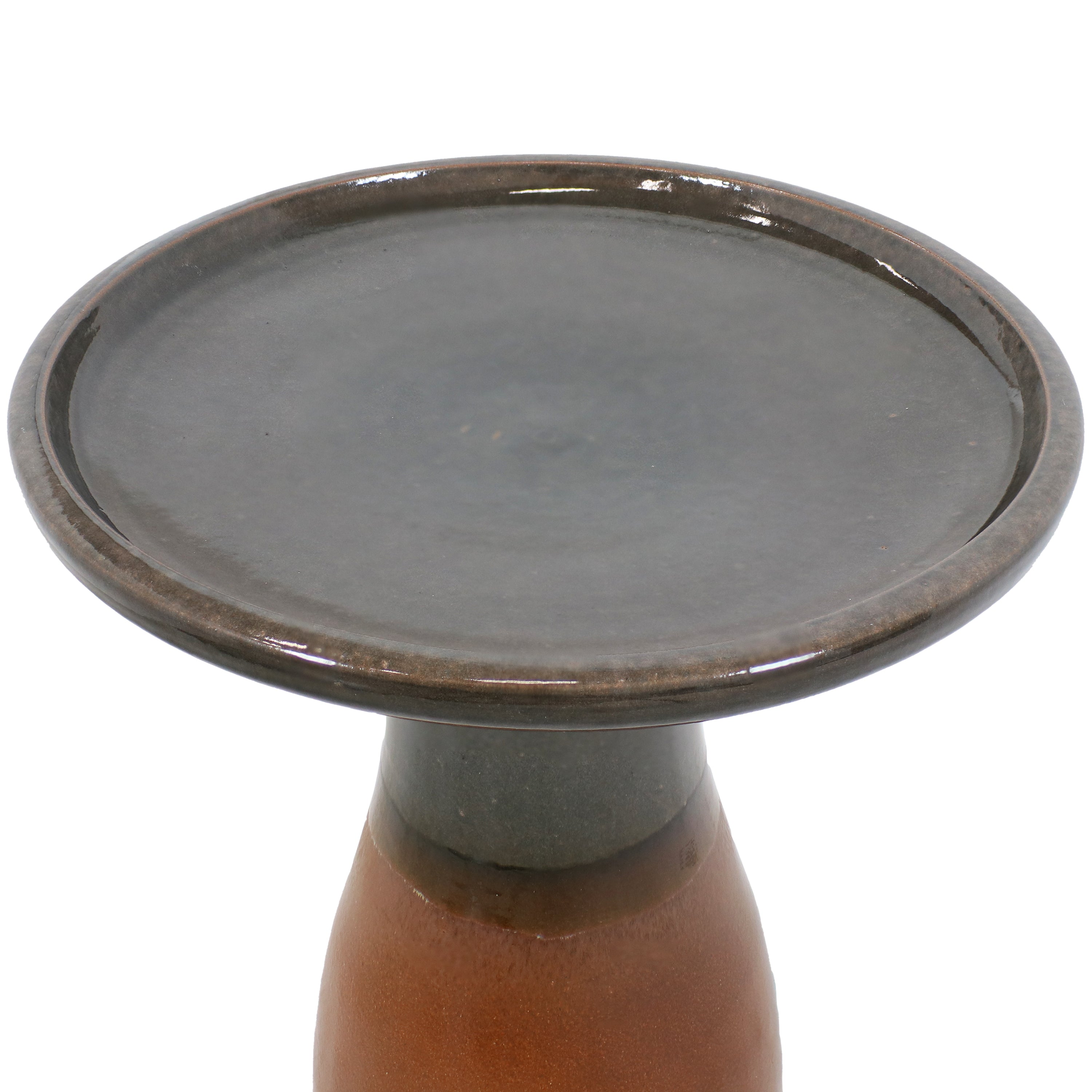 Sunnydaze 18 Inch Glazed Ceramic Outdoor Bird Bath - Garden Decor for Attracting Birds & Enhancing Outdoor Spaces