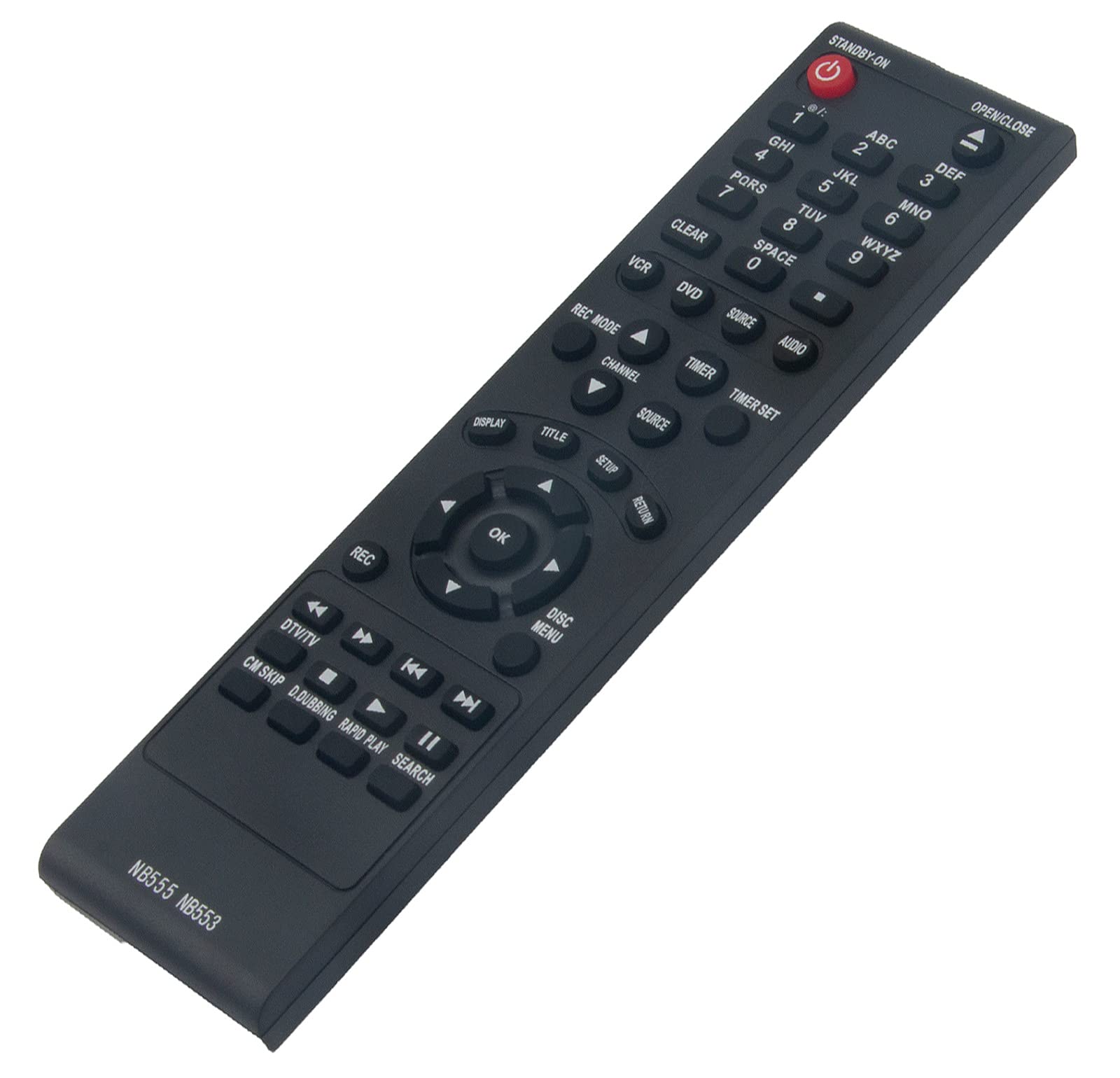 AIDITIYMI NB555 NB553 Replacement Remote Control Compatible with Magnavox DVD Recorder Models ZV450MW8A ZV450MW8 SV08R242 ZV450MWB ZV420MW8 ZC352MW8 ZC350MS8 ZC352MW8B - Perfect for Home Entertainment Systems & DVD Player Accessories