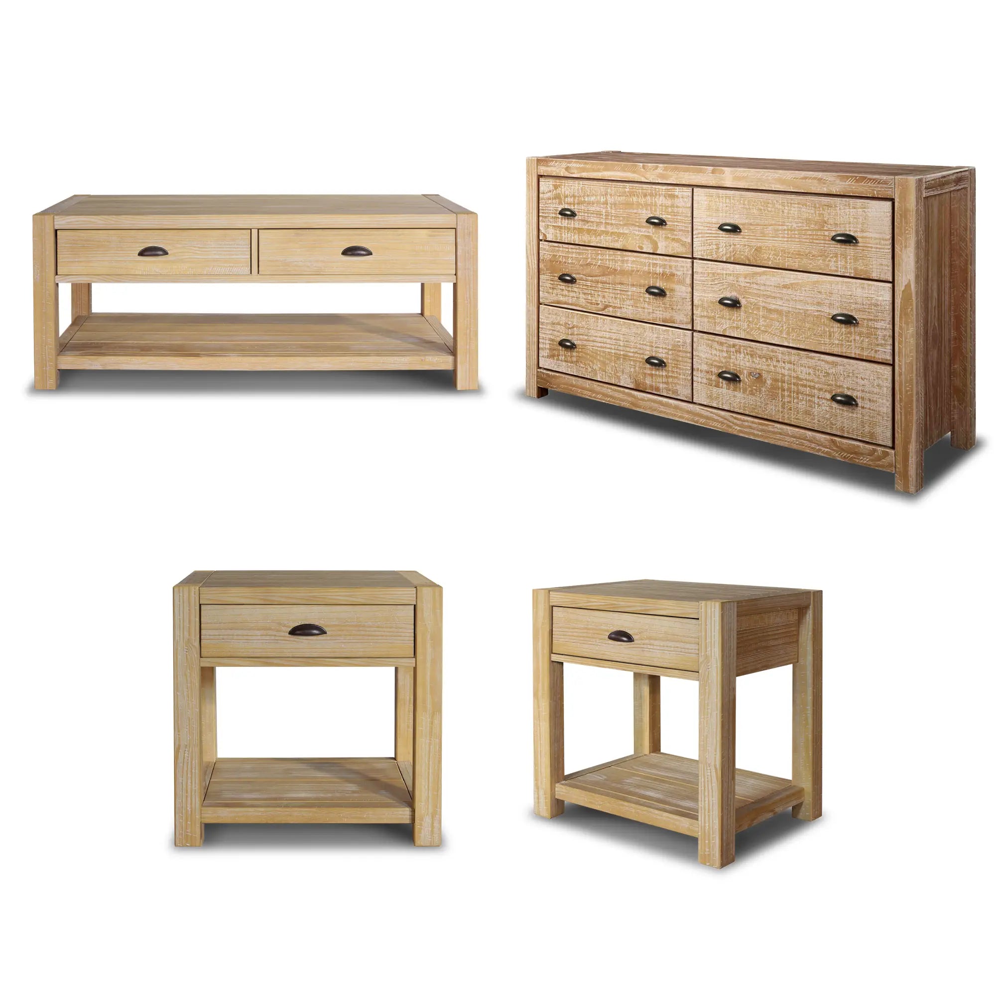 Montauk 4-Piece Living Room Furniture Set - Sofa, Loveseat, Coffee Table & Side Table - Modern Home Decor for Small Spaces & Apartments