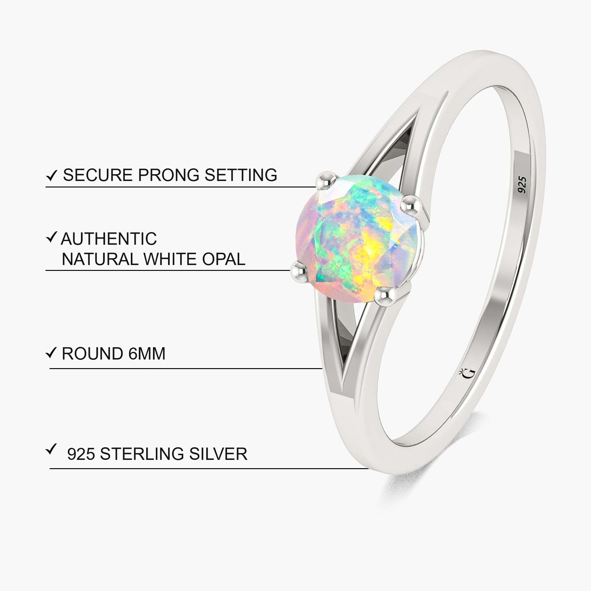 Natural White Fire Ethiopian Opal Engagement Ring - Dainty & Elegant for Weddings, Proposals & Special Occasions