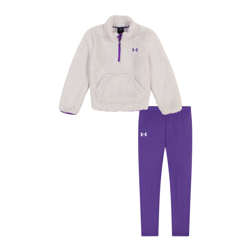 Under Armour Girls' Minky 1/4 Zip Fleece Hoodie & Jogger Set - Soft Athletic Outfit for Kids - Perfect for School, Sports & Winter Play