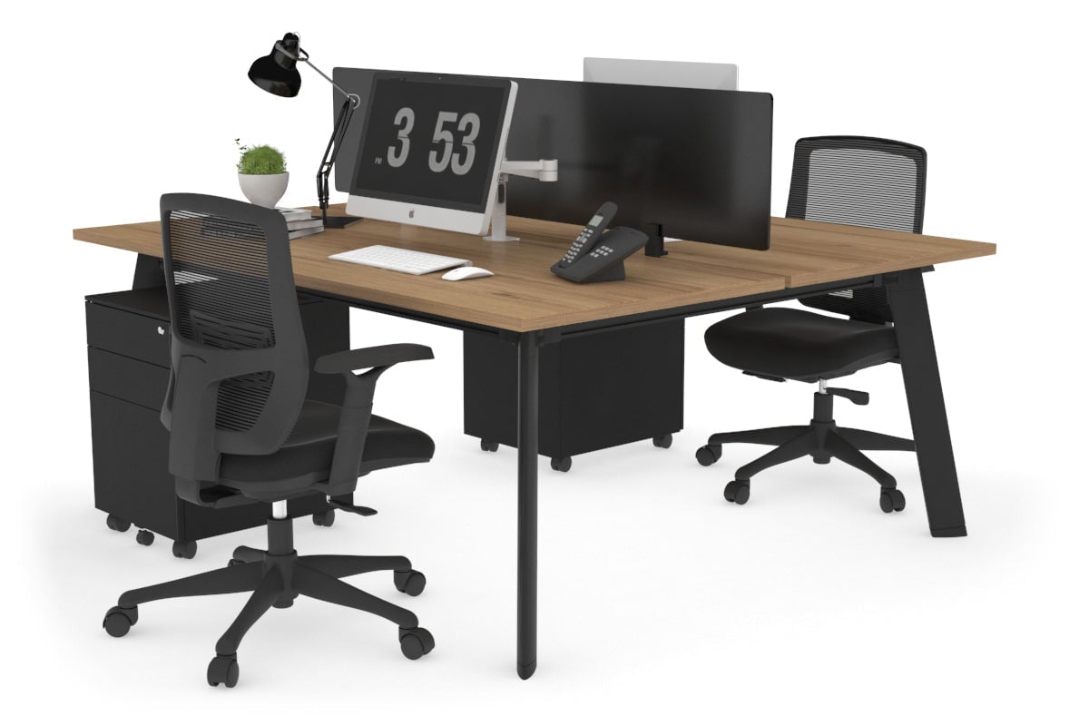 2 Person Workstation with Black Frame - 1200L x 800W Office Desk with Cable Management | Perfect for Home Office, Coworking Spaces & Small Business Teams