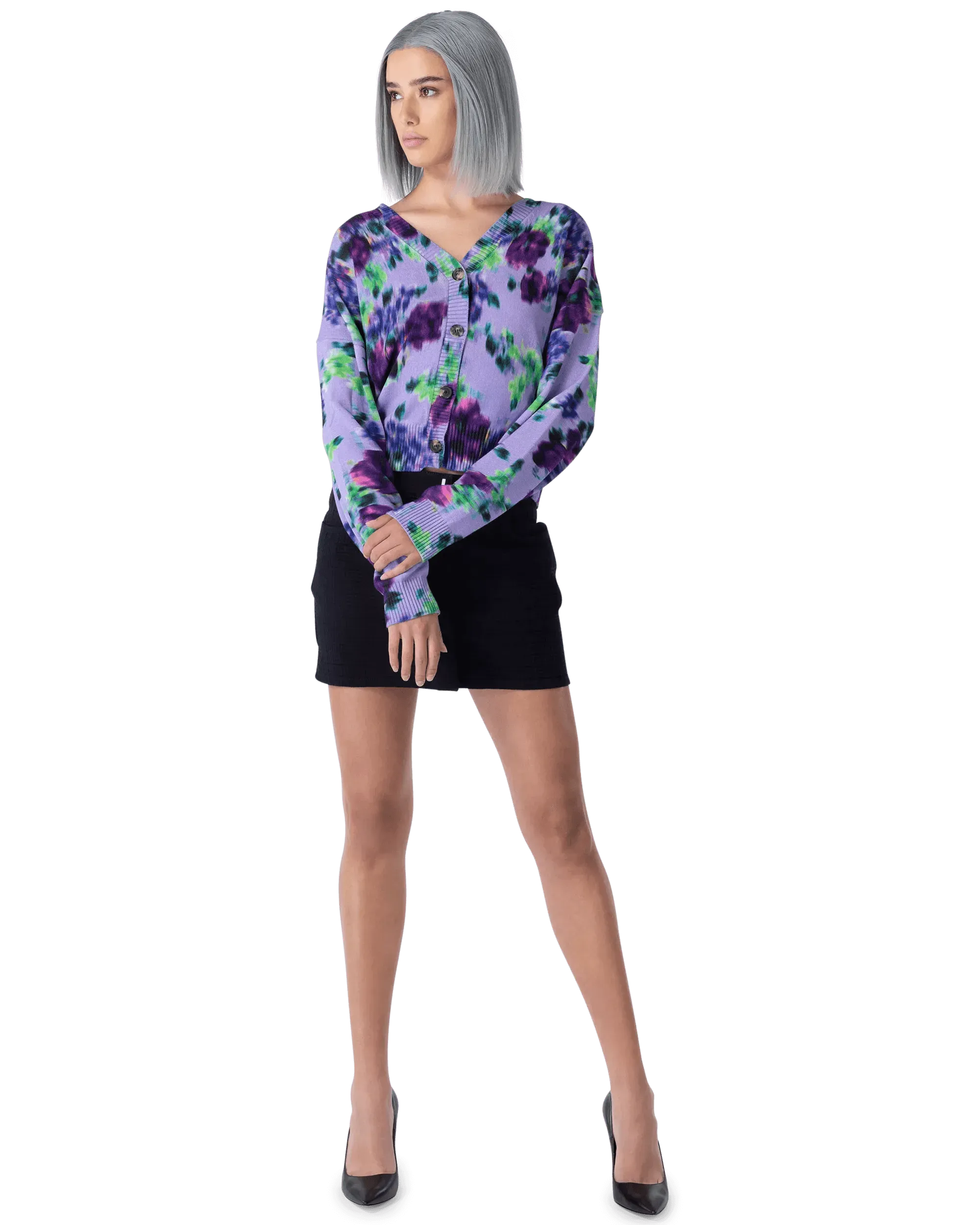 Floral Print Button-Up Cardigan for Women - Lightweight Knit Cover-Up for Spring & Fall - Perfect for Layering, Office Wear & Casual Outfits