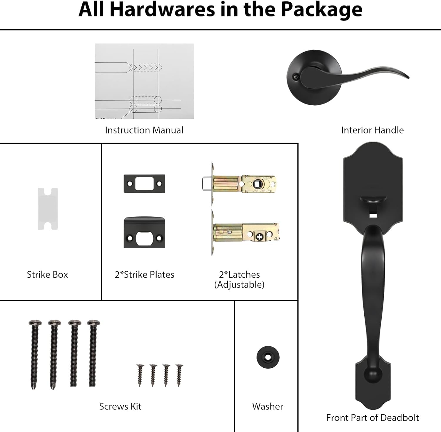 Haidms Matte Black Front Door Handle Set - Single Cylinder Entry & Exterior Door Lever with Reversible Handle for Left/Right Hand Doors | Durable & Stylish for Home, Office & Commercial Buildings