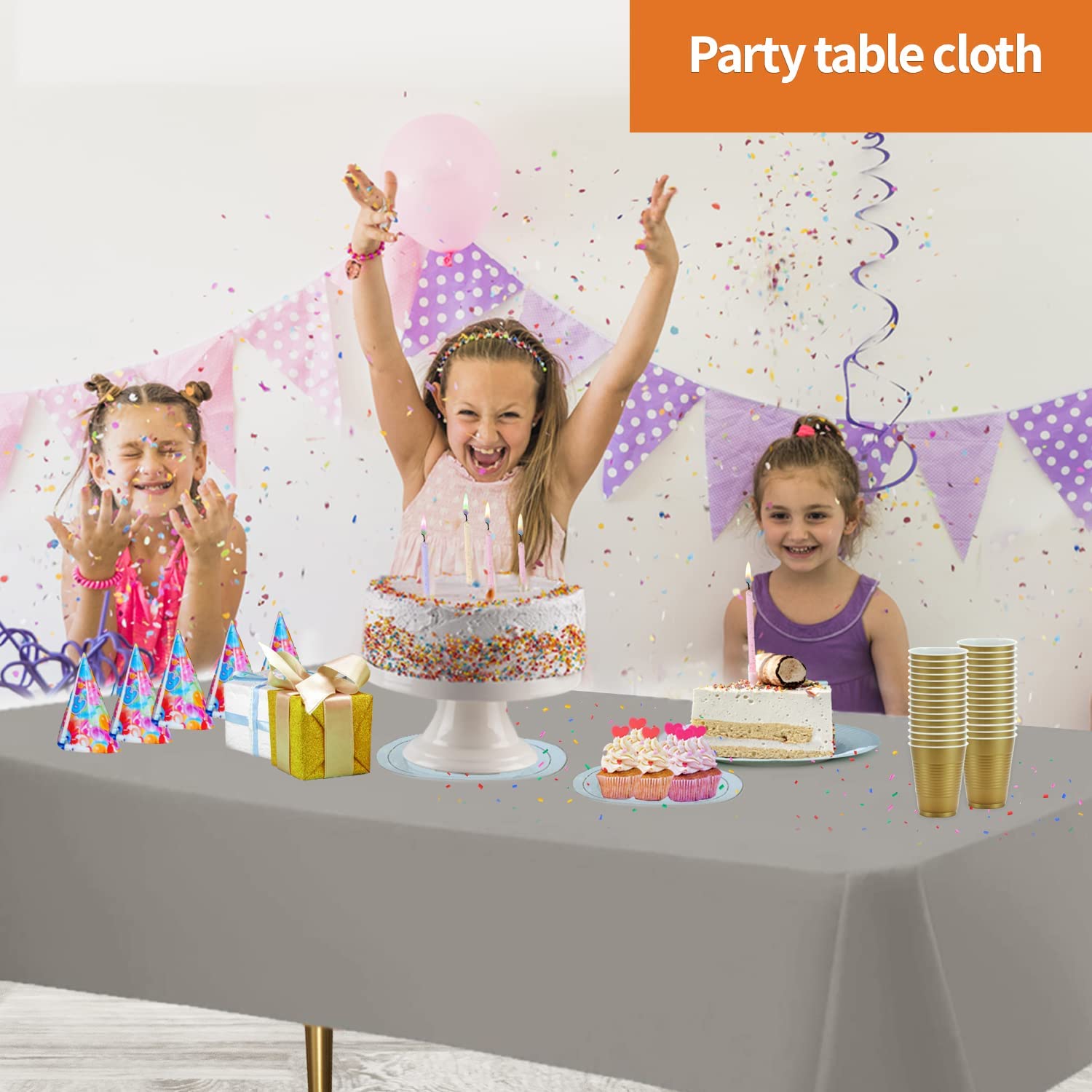 Premium Silver Disposable Plastic Tablecloths (48 Pack) - 54
