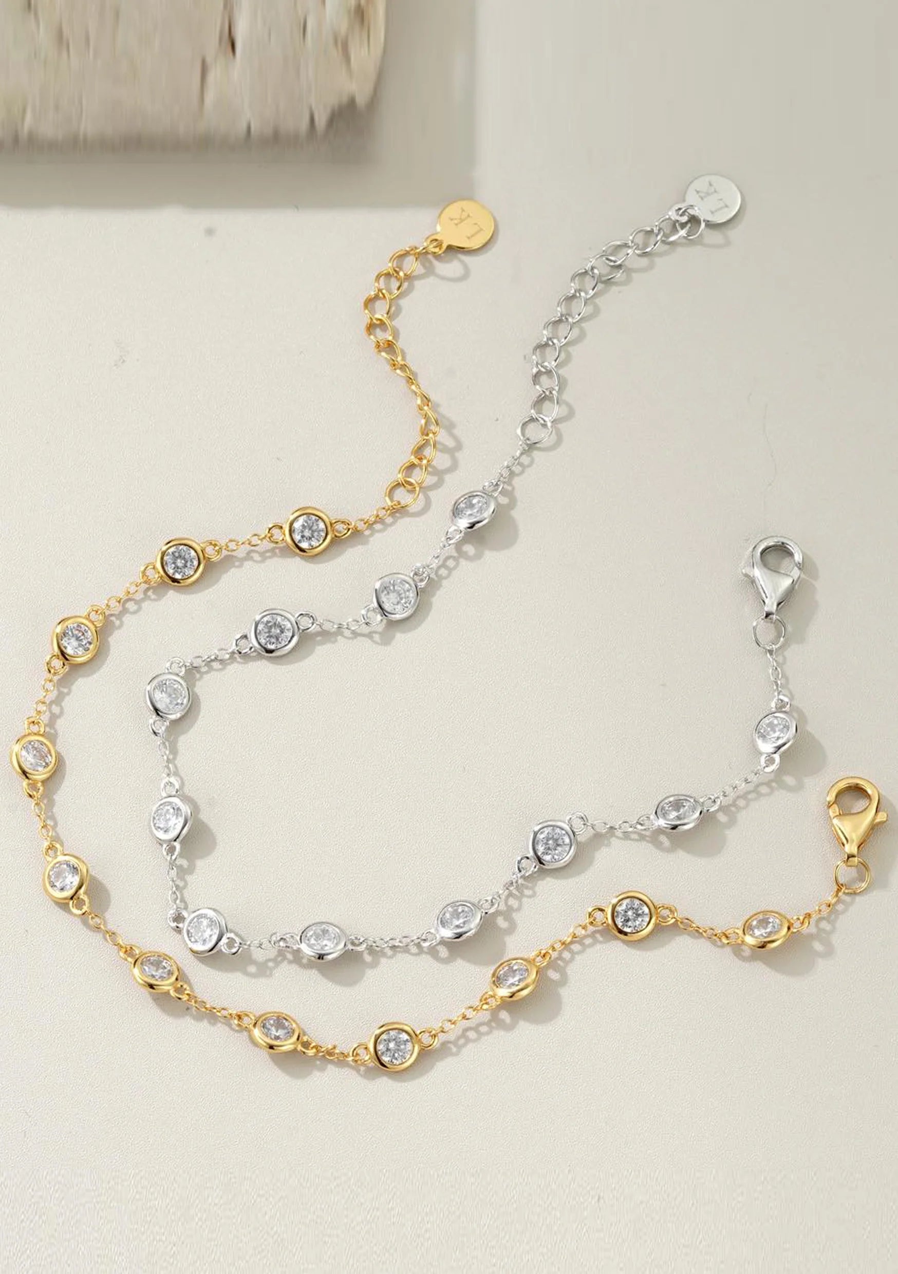 Lola Knight Kennedy Bezel Set Crystal Bracelet in Silver | Elegant Jewelry for Women | Perfect for Parties, Weddings & Special Occasions