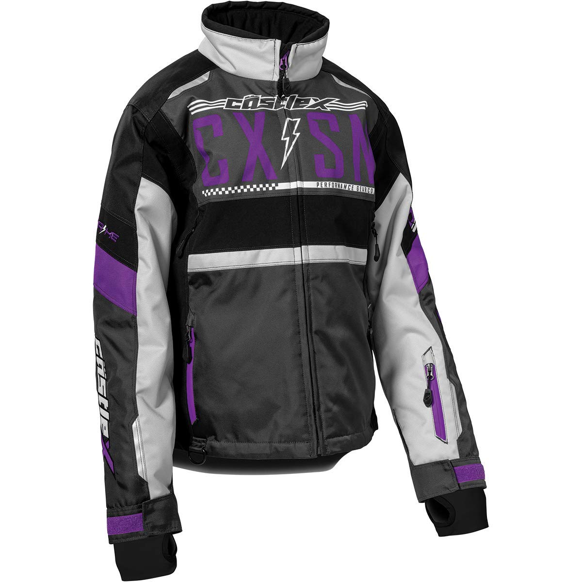 Castle X Women's Strike Jacket - Waterproof Windbreaker with Removable Hood, Silver/Charcoal/Grape Color, Size XS | Perfect for Outdoor Activities, Hiking & Motorcycle Riding