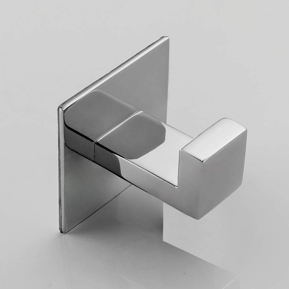 Flybath Square Solid Towel Ring with 2 Towel Hooks - Wall Mounted Bathroom Hardware for Bath Towels & Hand Towels - Perfect for Bathroom, Kitchen, and Laundry Room Organization