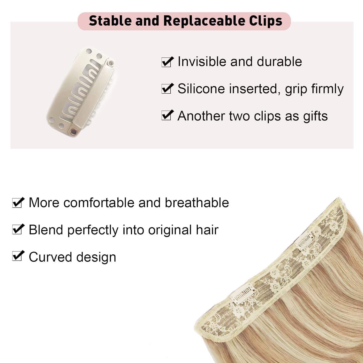 Tinashe 16-Inch Real Human Hair Straight Extensions - 80g Light Blonde with Golden Blonde Highlights, Invisible Wire Fish Line Clip-Ins for Seamless Blending | Perfect for Daily Wear, Parties & Special Occasions
