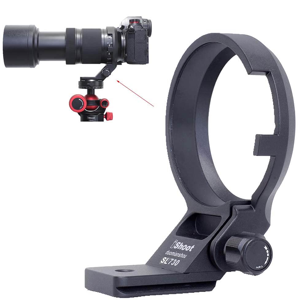 iShoot Metal Lens Collar Tripod Mount Ring with Arca-Swiss Quick Release Plate - Compatible with Panasonic Lumix S 70-300mm f/4.5-5.6 Macro OIS Lens - Sturdy Lens Support Bracket for Photography & Videography