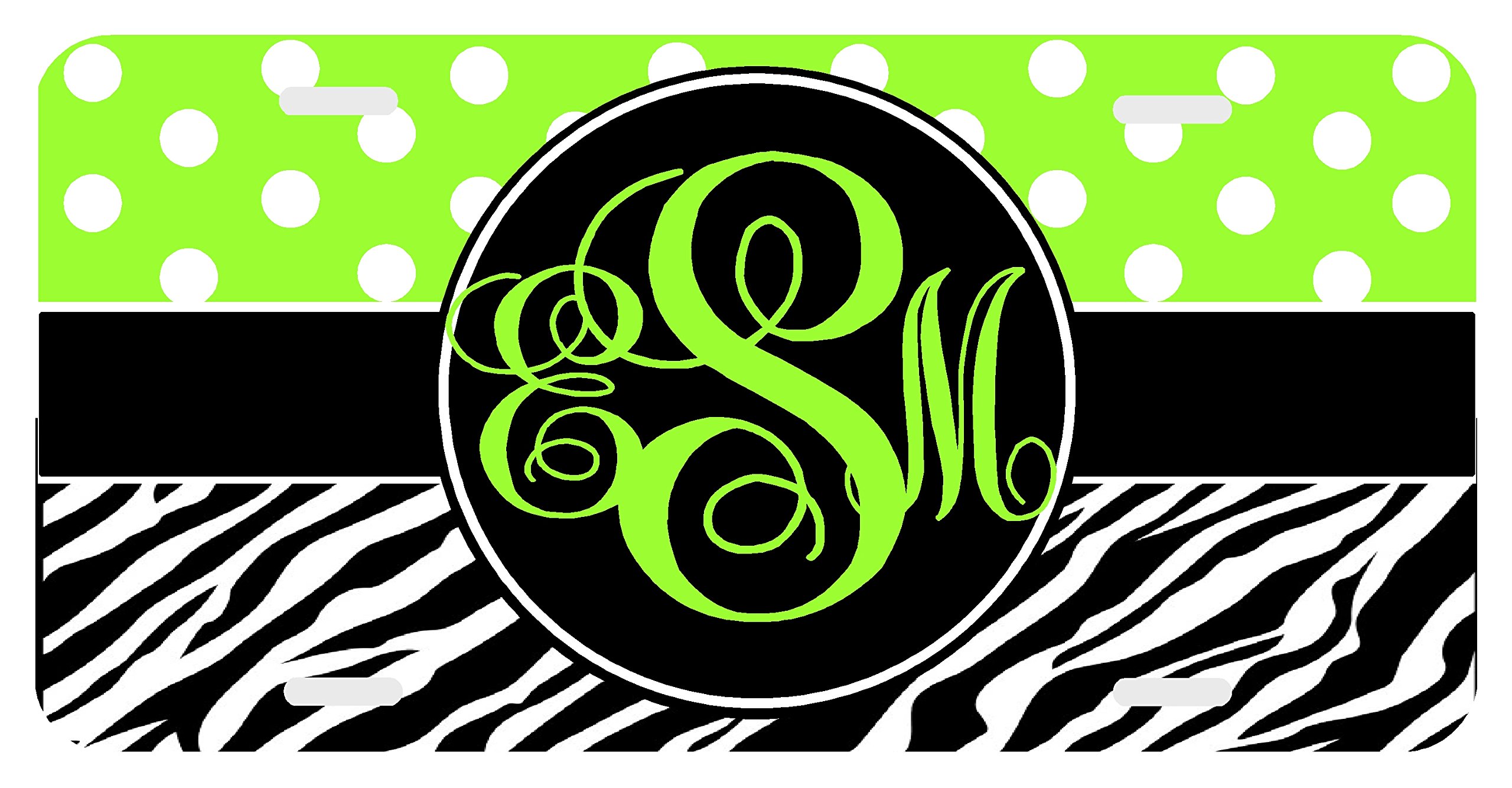 Custom Zebra Polka Dot Pink Monogram License Plate - Personalized Car Accessory for Women, Gifts, Road Trips & Vehicle Decoration