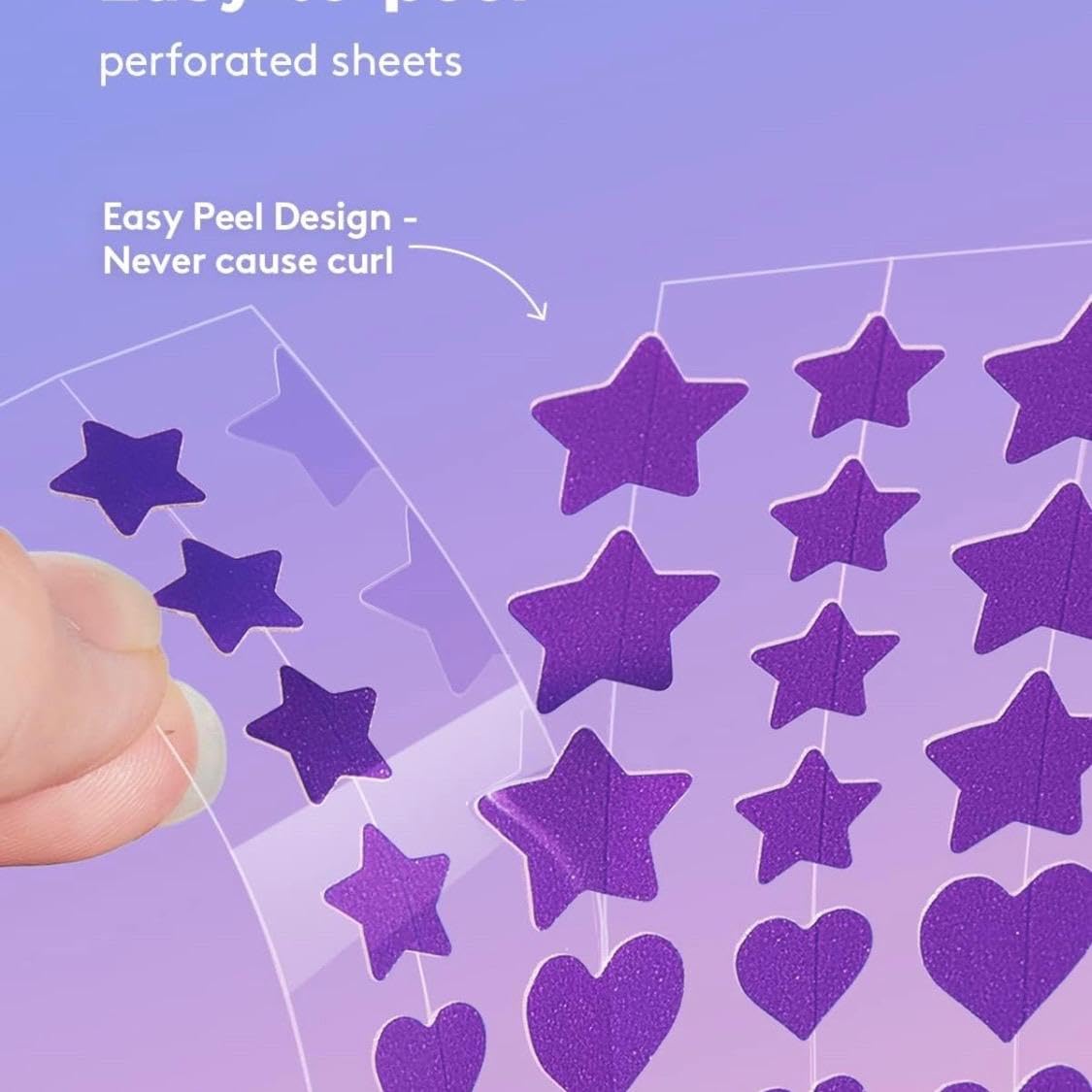HappyFace 180 Count Hydrocolloid Acne Pimple Patches - Combo Stars & Hearts Blemish Spot Dots (2 Sizes, 5 Sheets) for Face Care & Overnight Treatment - Perfect for Teens, Adults & Sensitive Skin